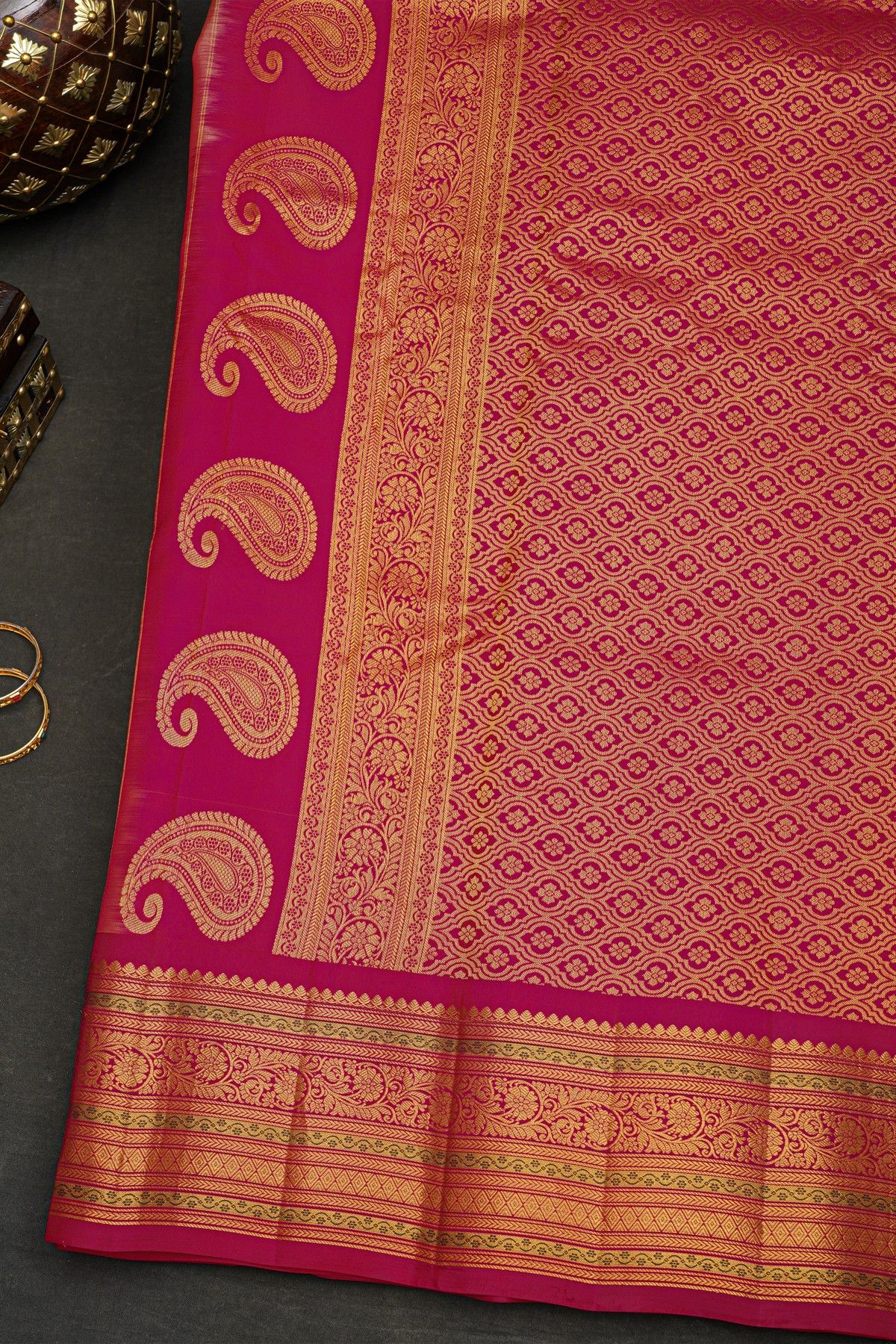Gadwal Silk Peach Saree