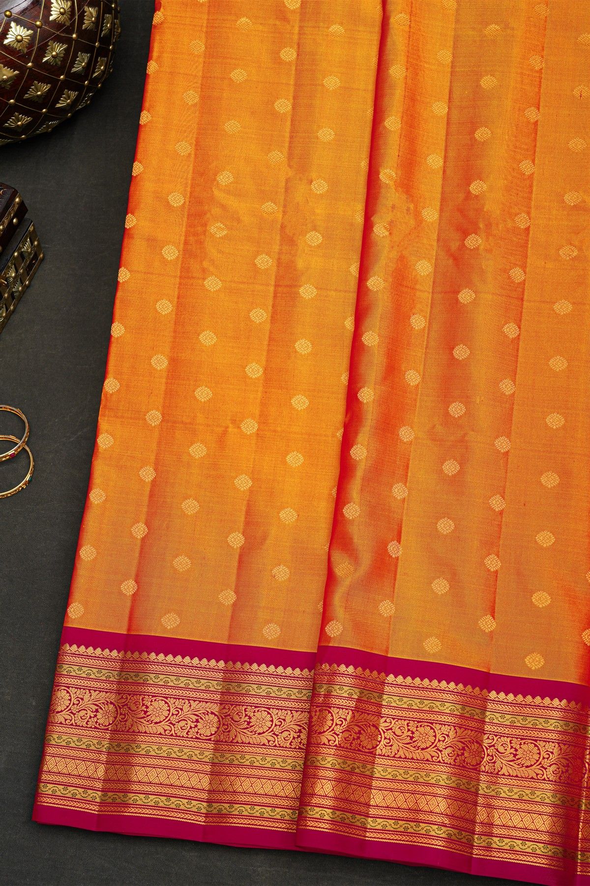 Gadwal Silk Orange Saree