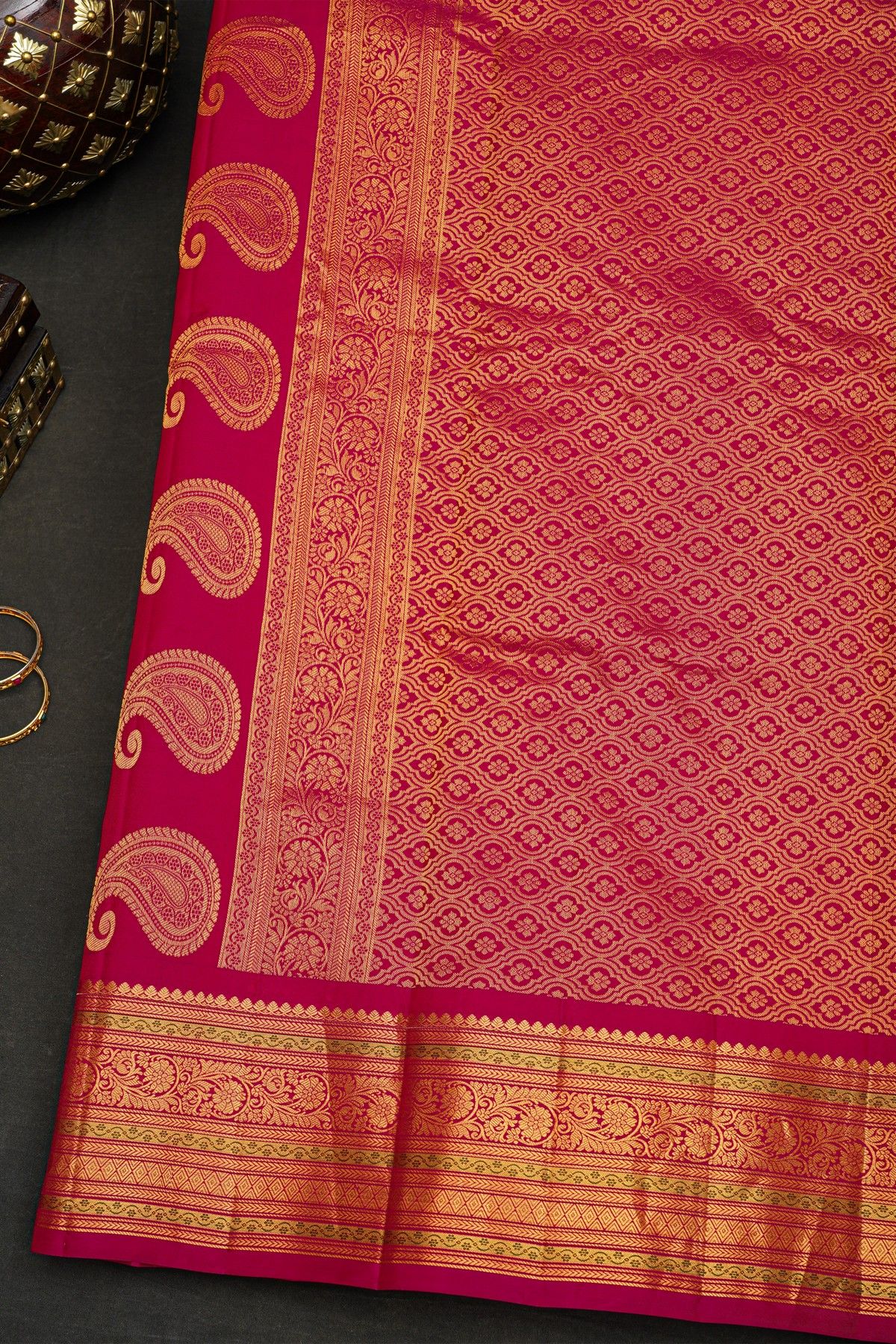Gadwal Silk Orange Saree