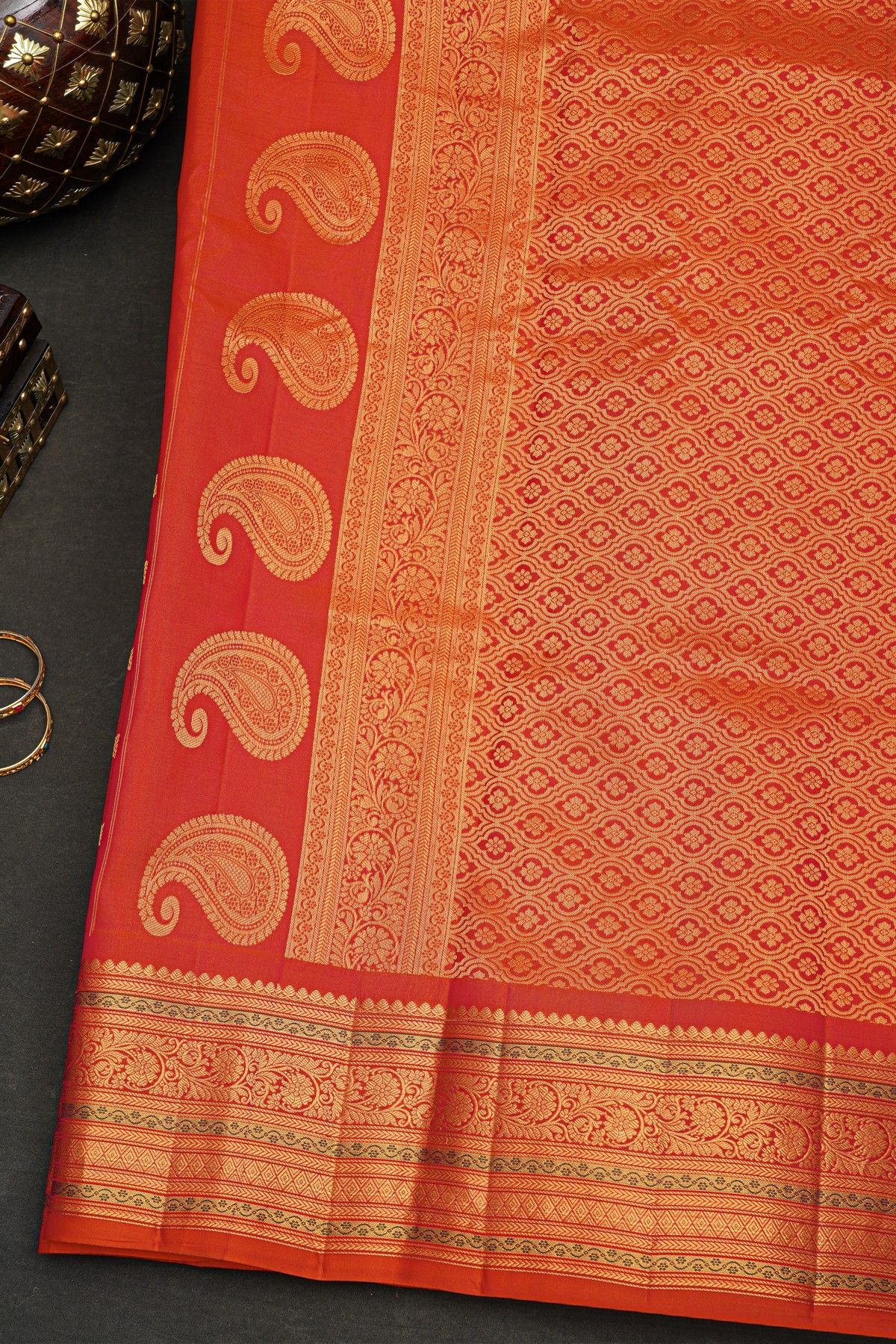 Gadwal Silk Peach Saree