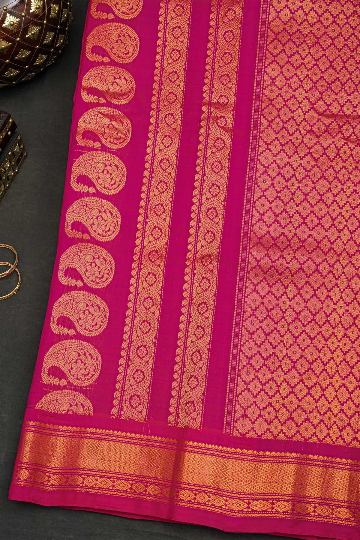 Gadwal Silk Peacock Blue Saree