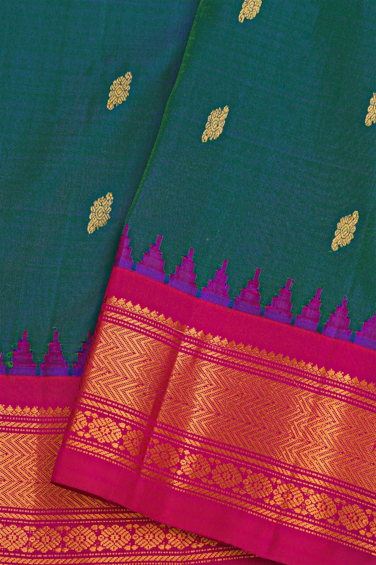 Gadwal Silk Peacock Blue Saree