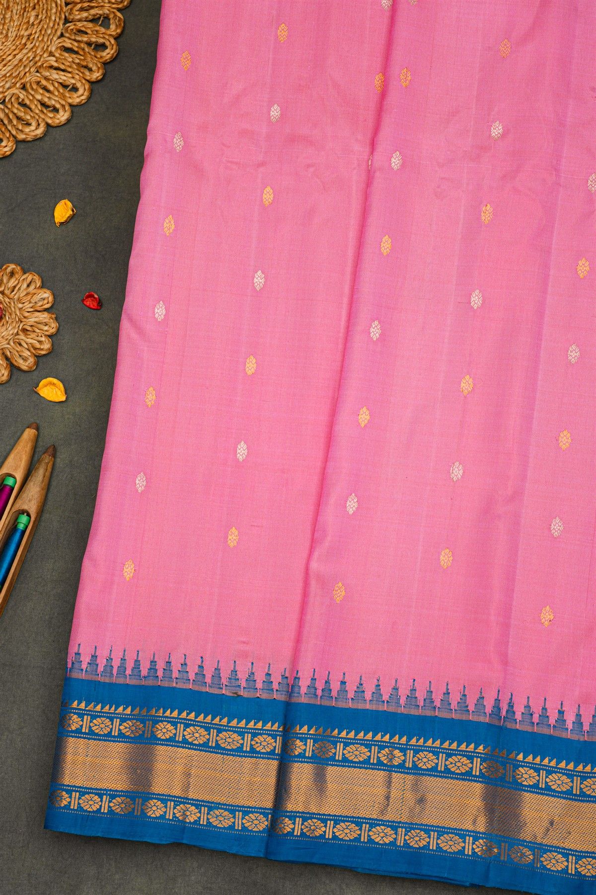 Gadwal Silk Pink Saree