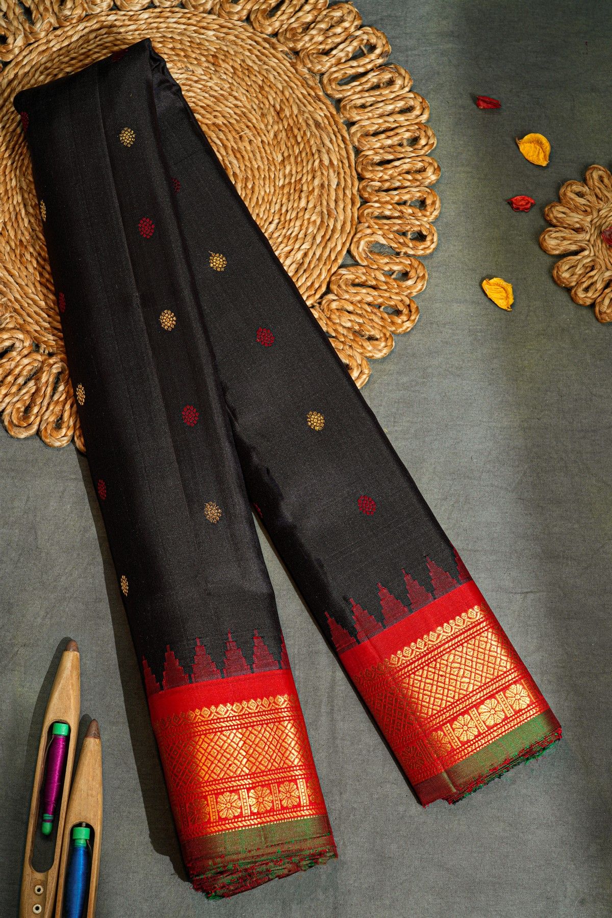 Gadwal Silk Black Saree