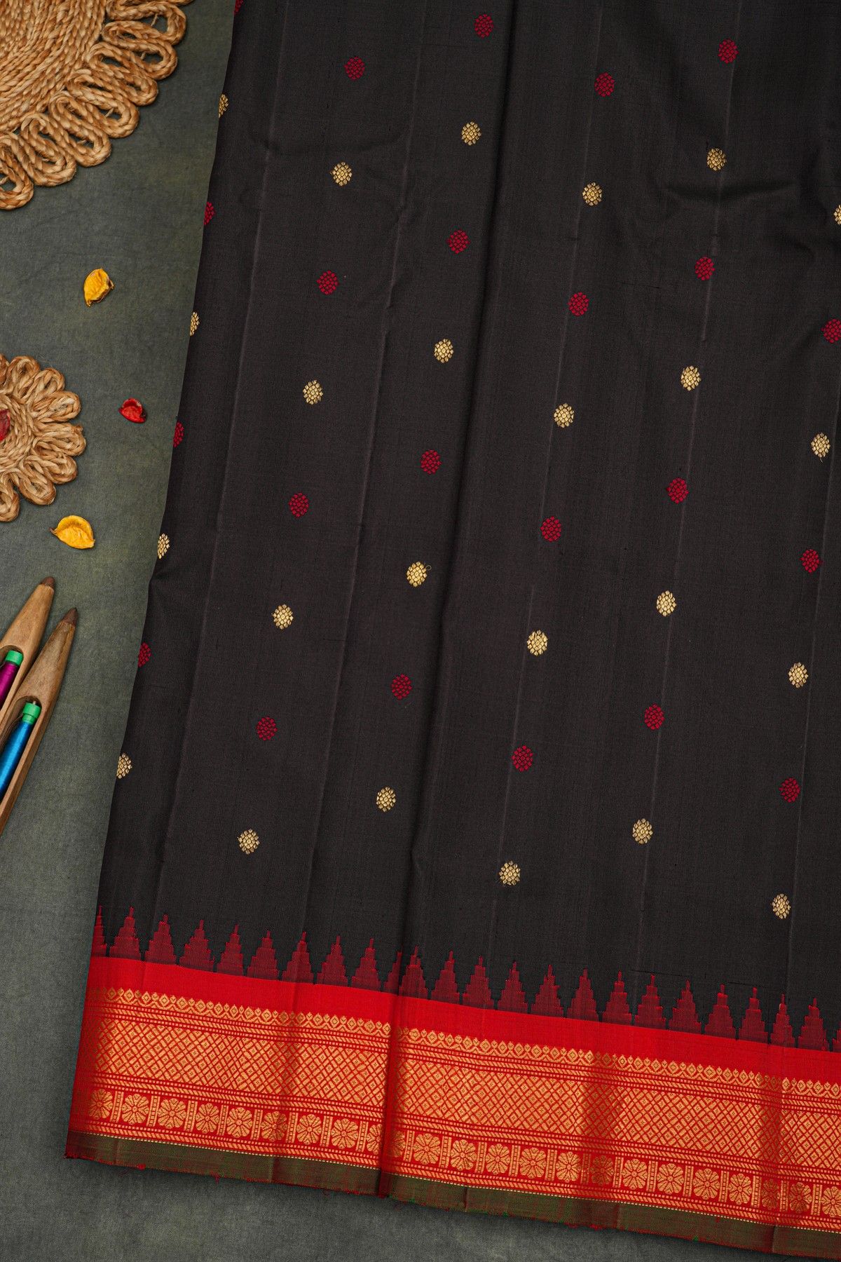 Gadwal Silk Black Saree