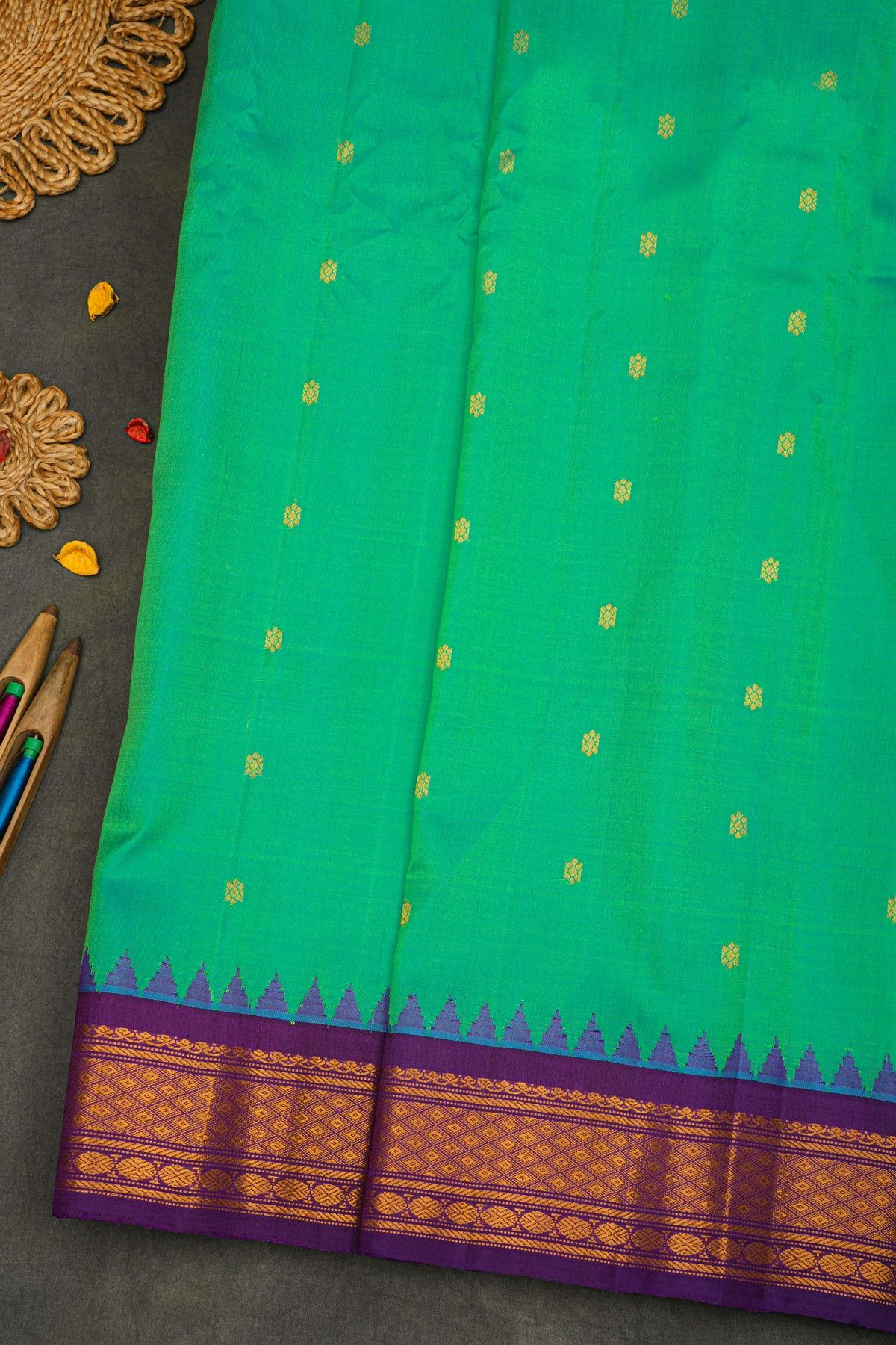 Gadwal Silk Sea Green Saree