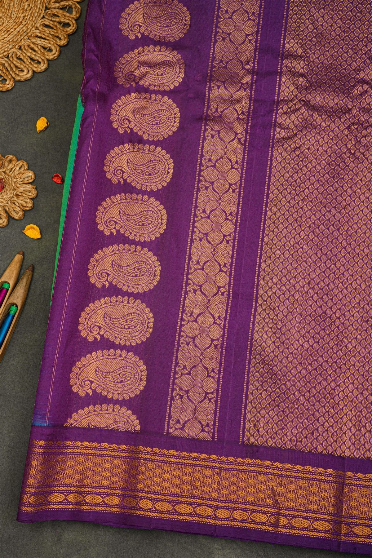 Gadwal Silk Sea Green Saree