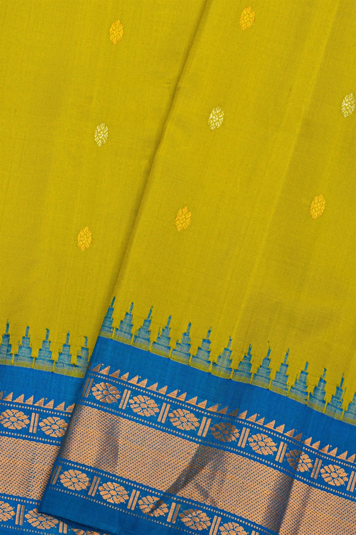 Gadwal Silk Mehendi Green Saree