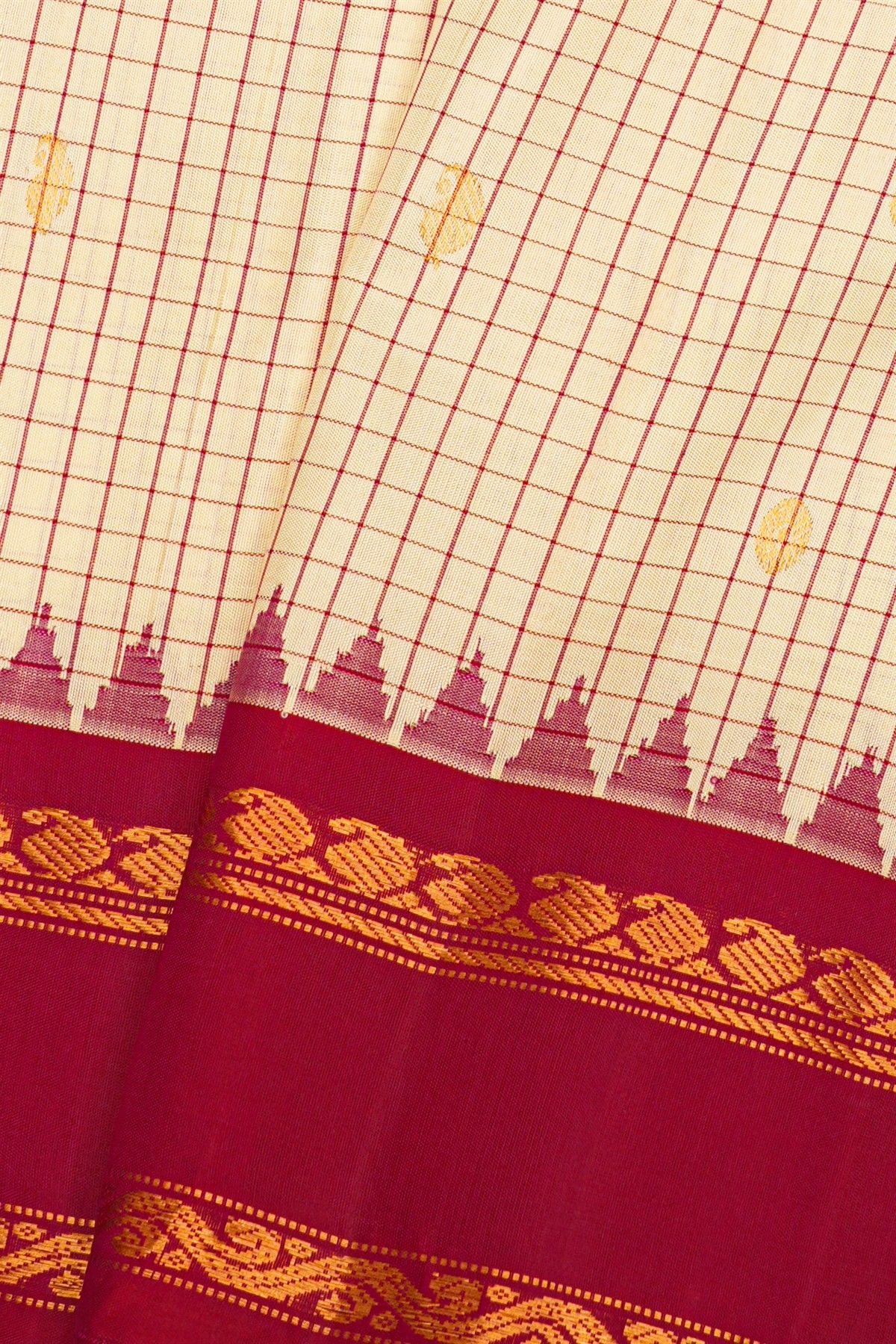 Gadwal Silk Cream Saree
