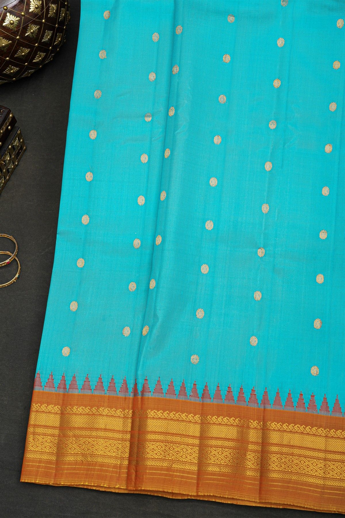 Gadwal Silk Sky Blue Saree