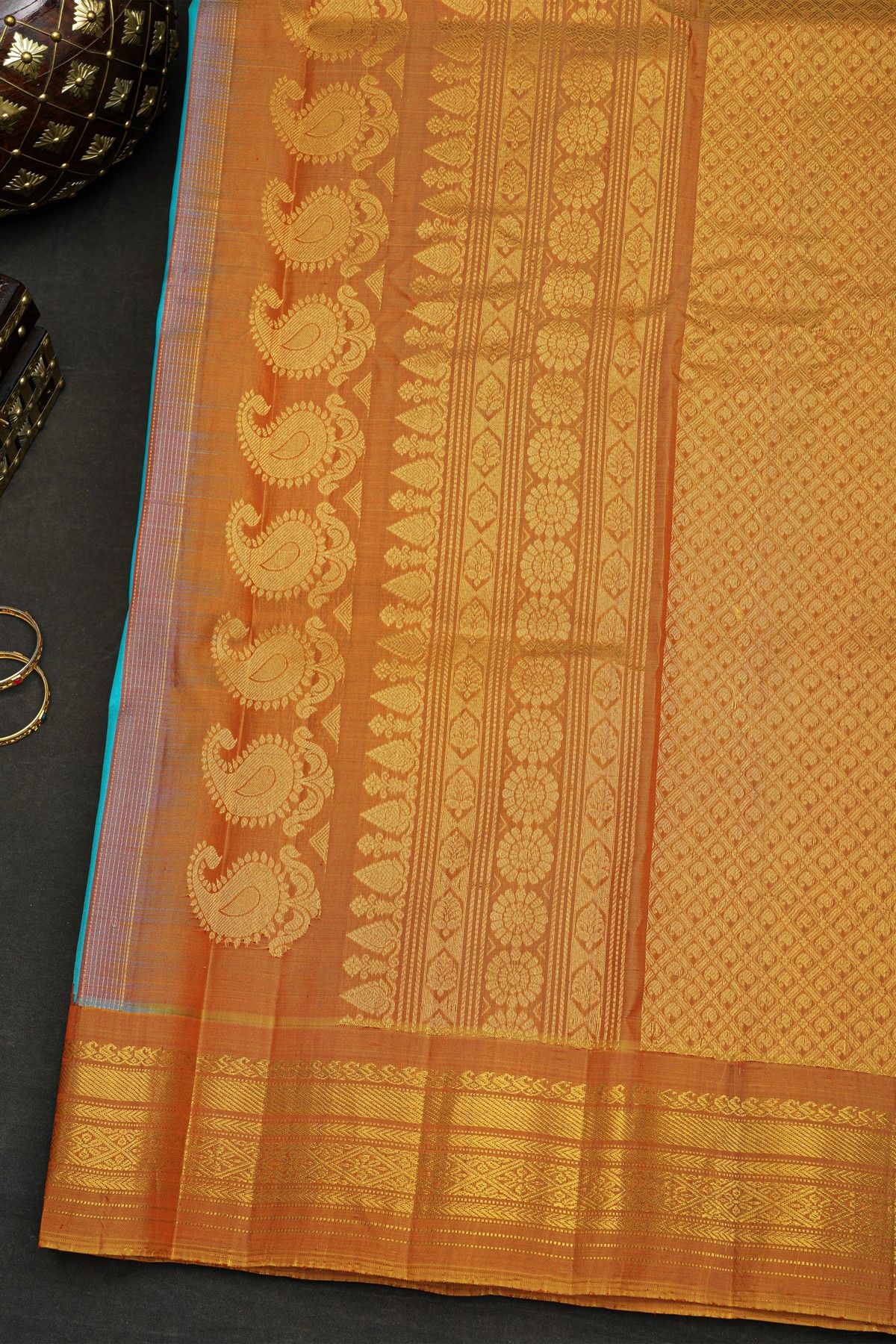 Gadwal Silk Sky Blue Saree
