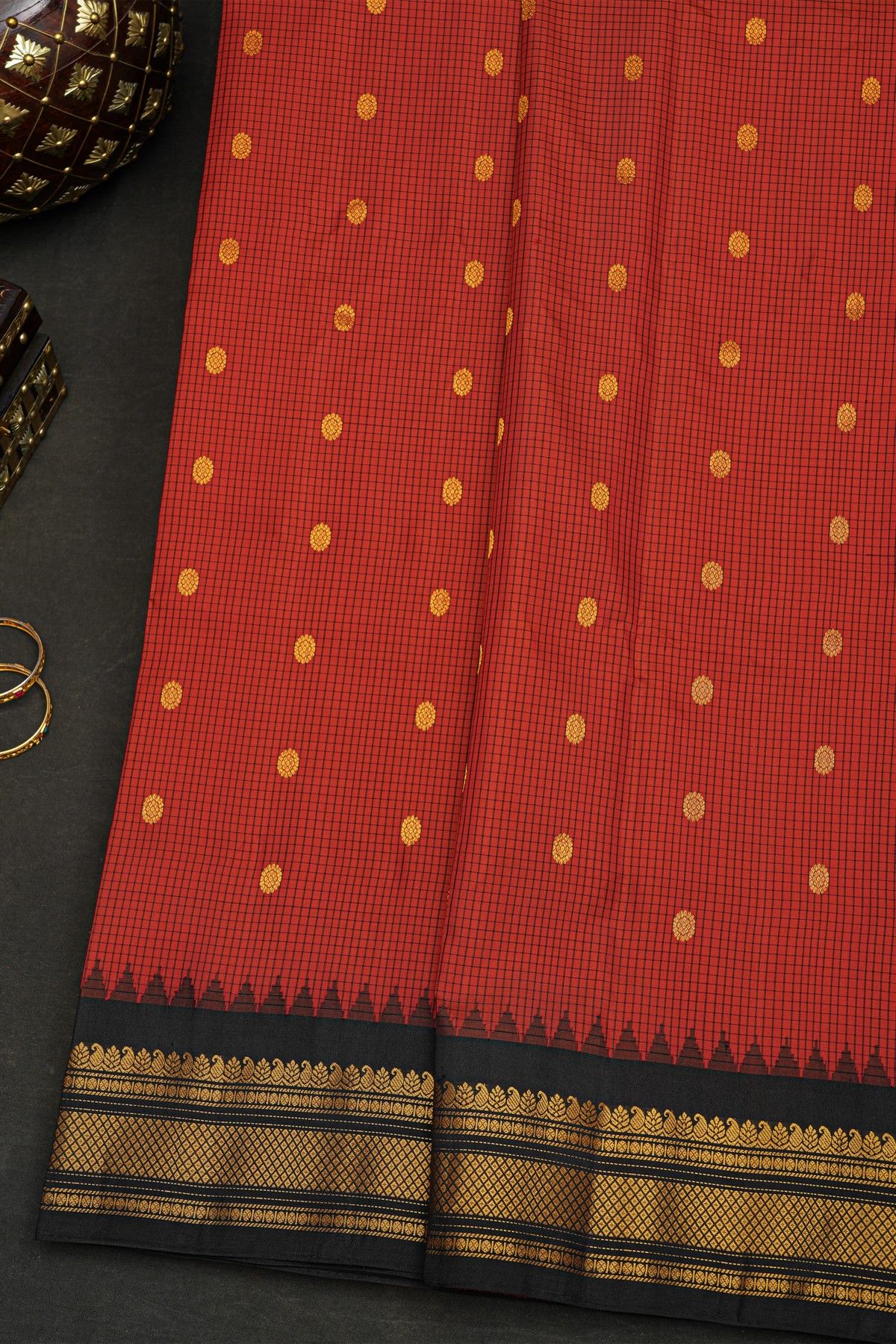 Gadwal Silk Red Saree