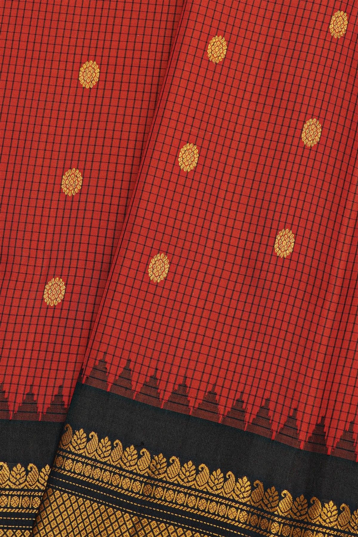 Gadwal Silk Red Saree