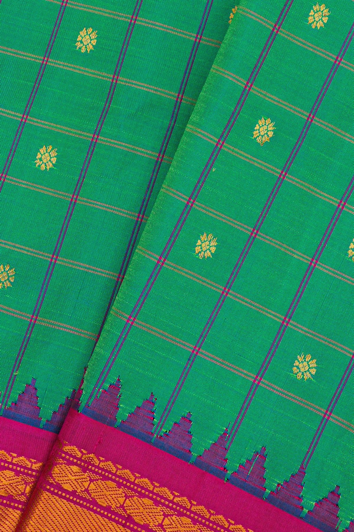 Gadwal Silk Peacock Green Saree