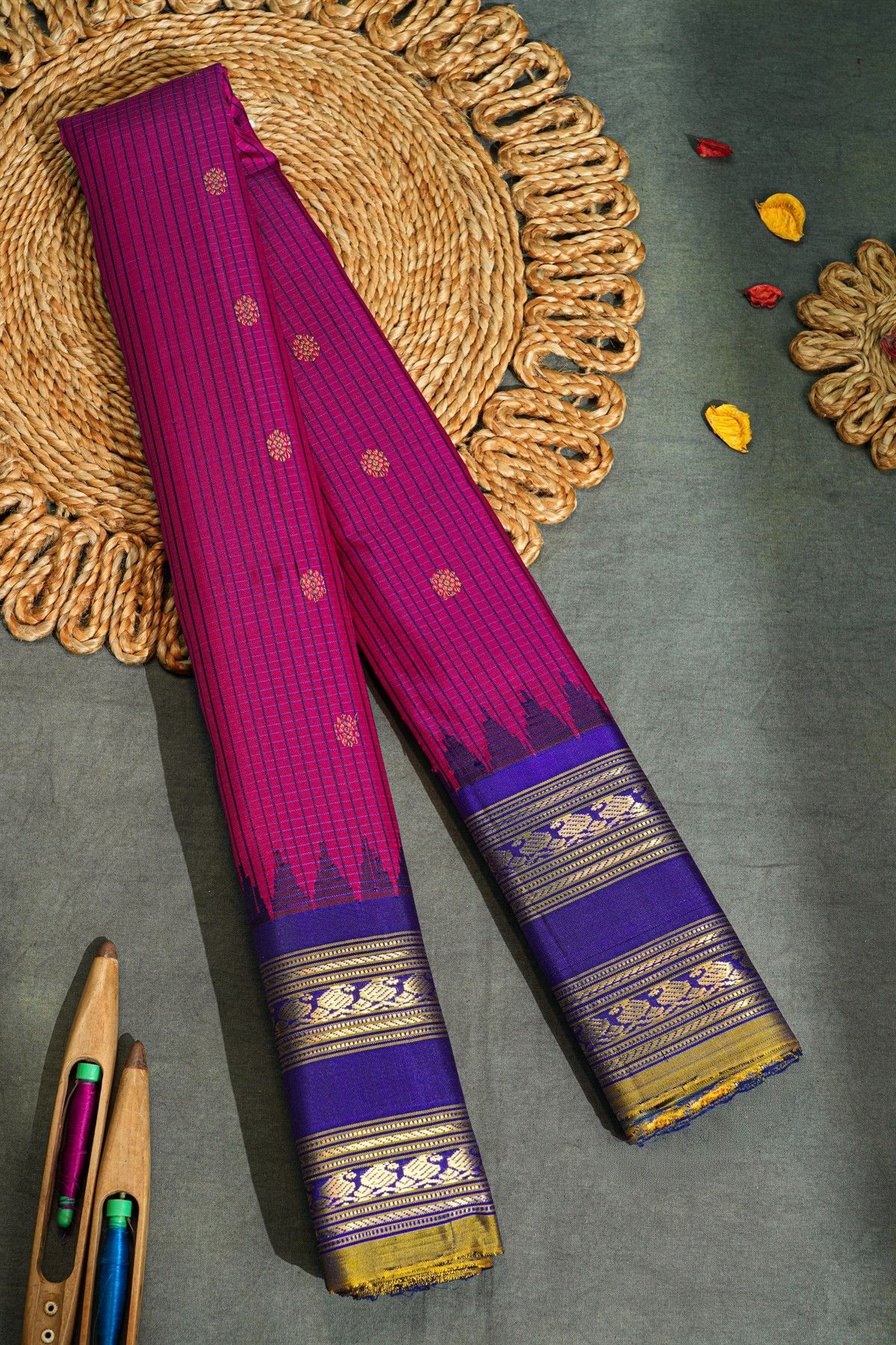 Gadwal Silk Magenta Saree