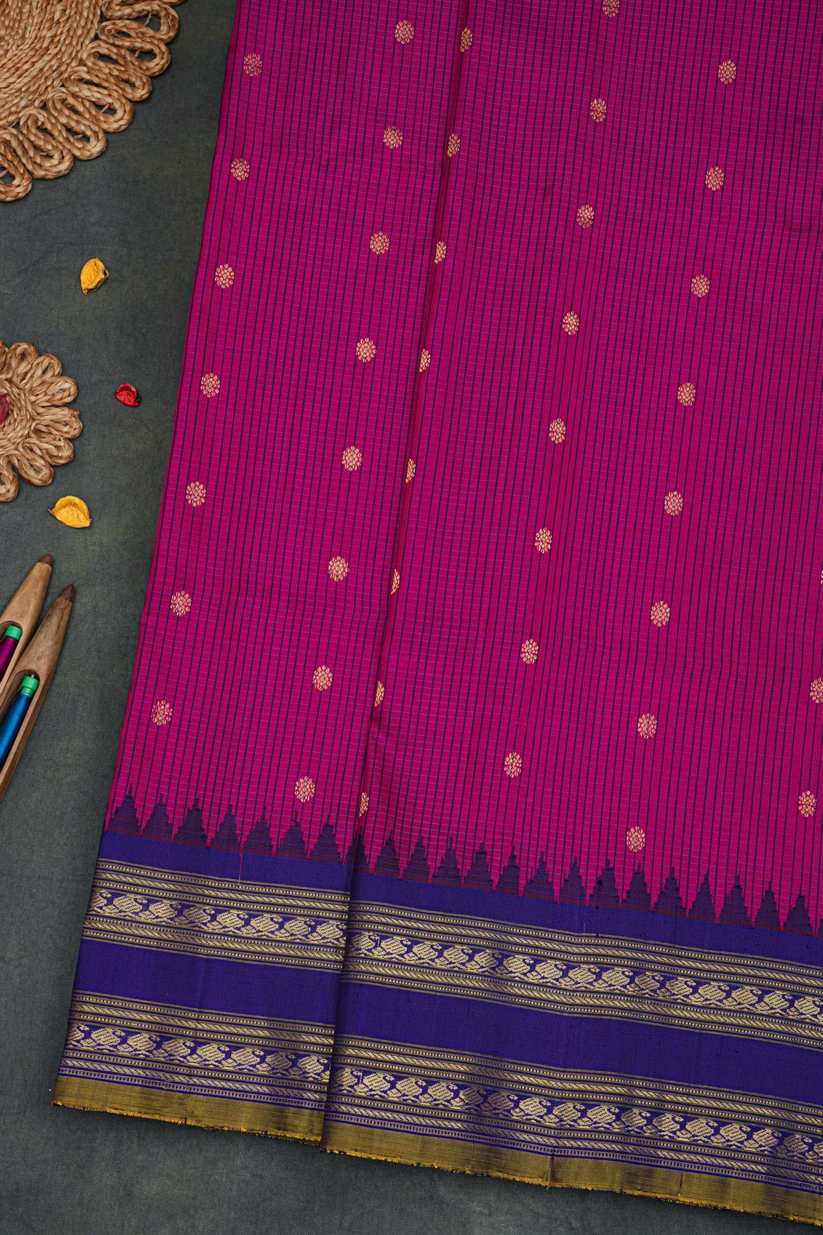 Gadwal Silk Magenta Saree
