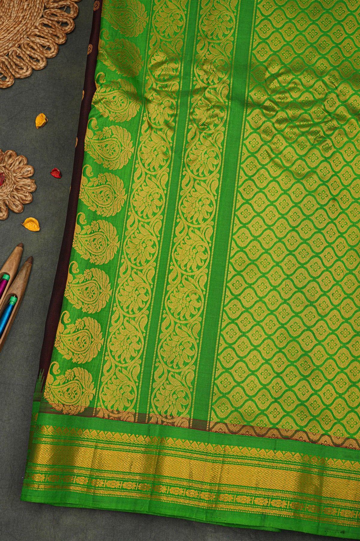 Gadwal Silk Brown Saree