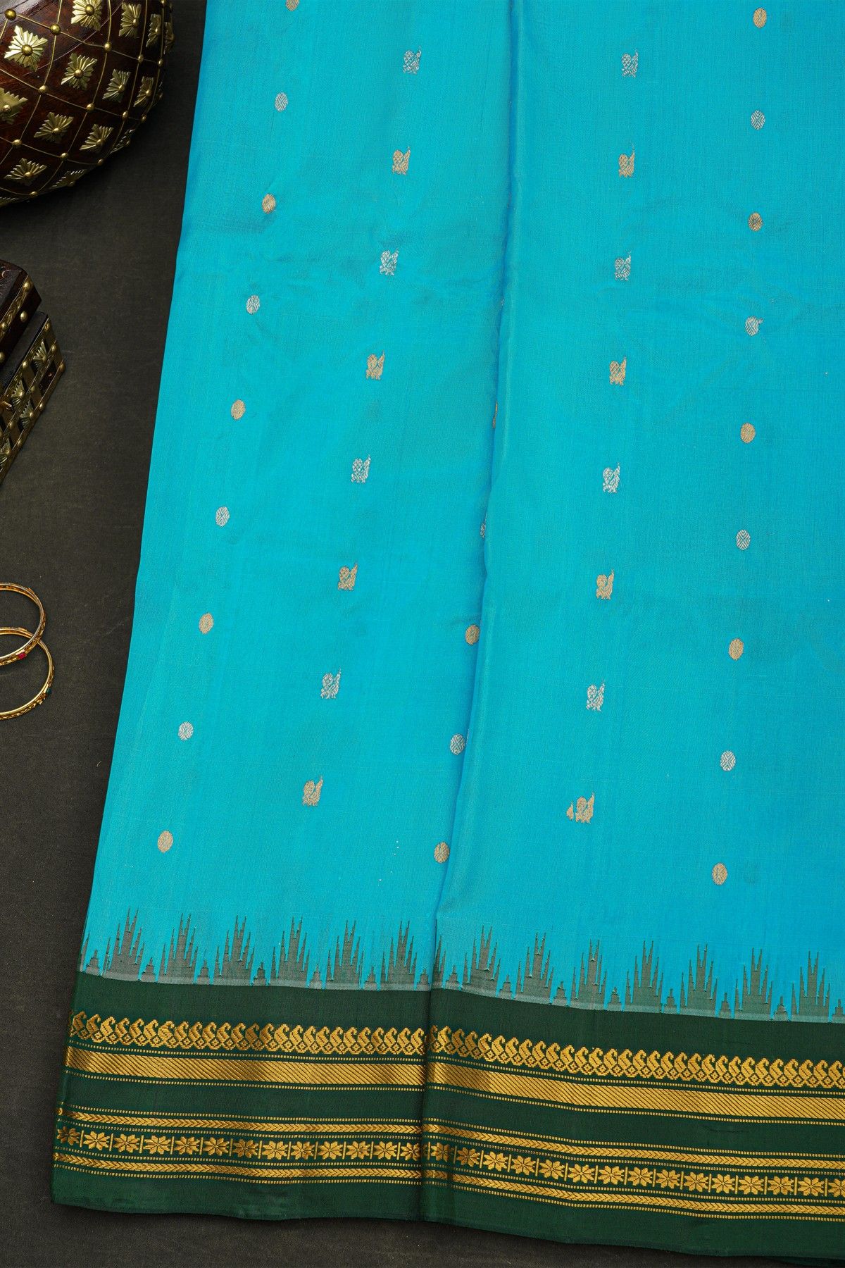 Gadwal Silk Sky Blue Saree