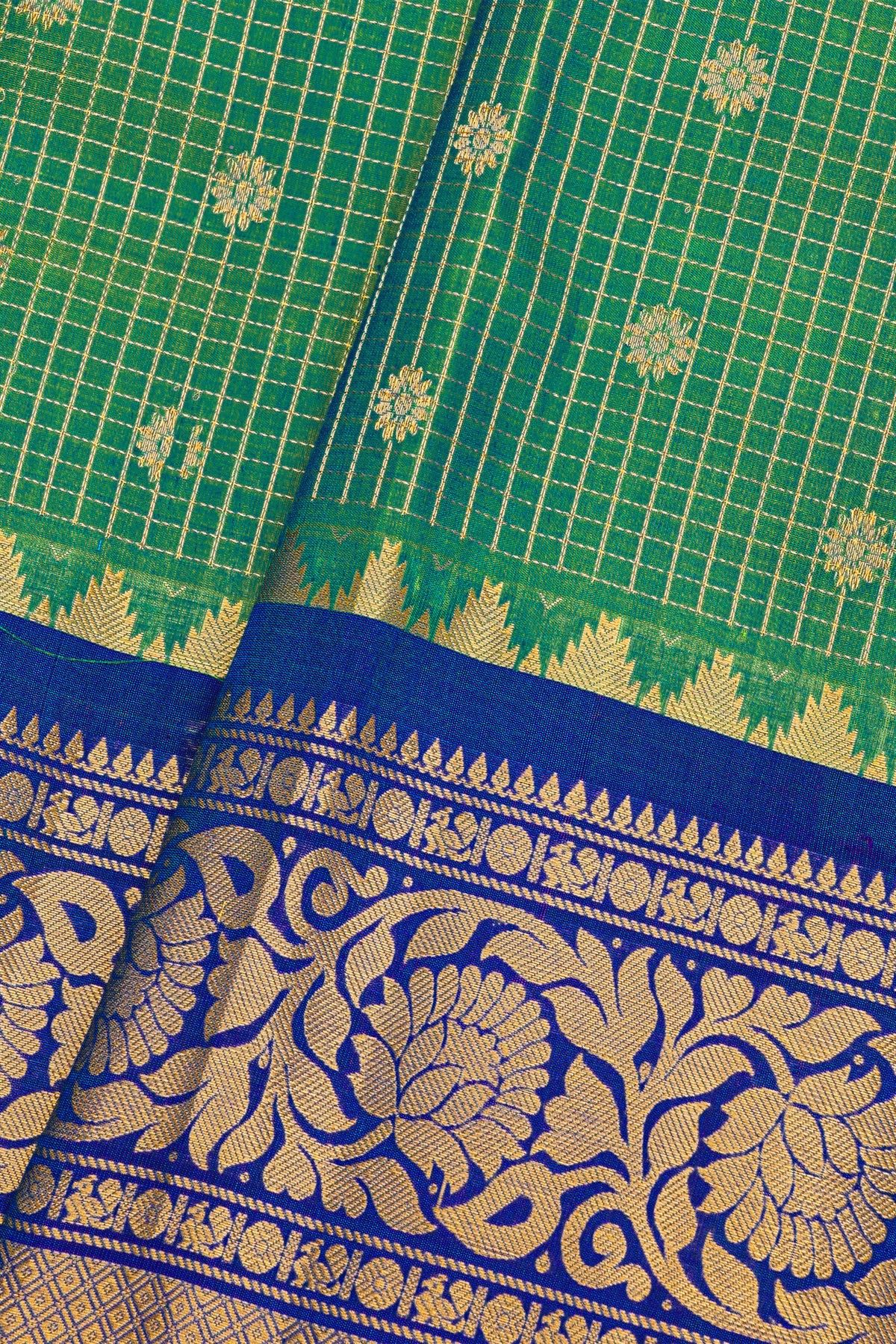 Gadwal Silk Peacock Green Saree