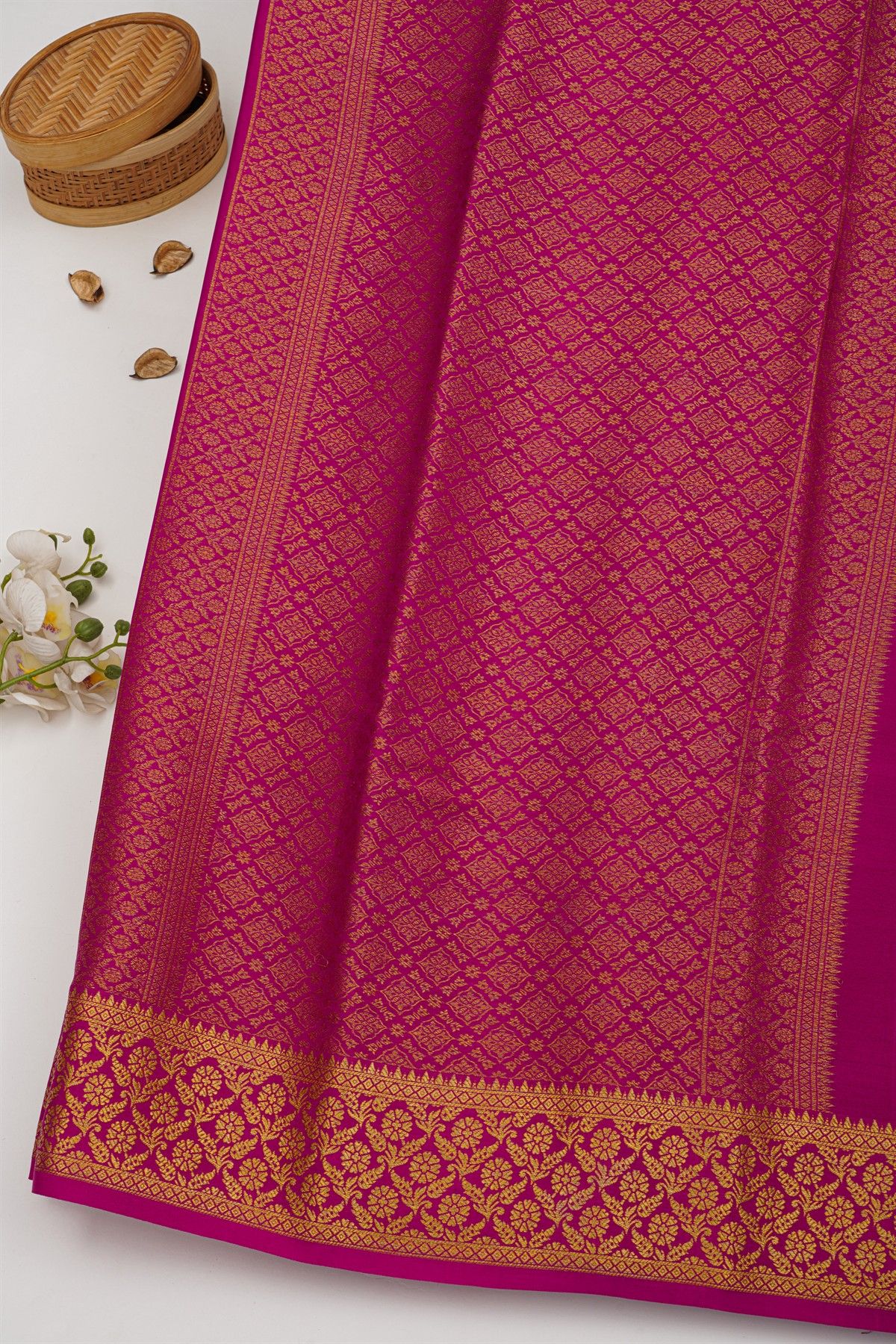 Mysore Crepe Magenta Saree