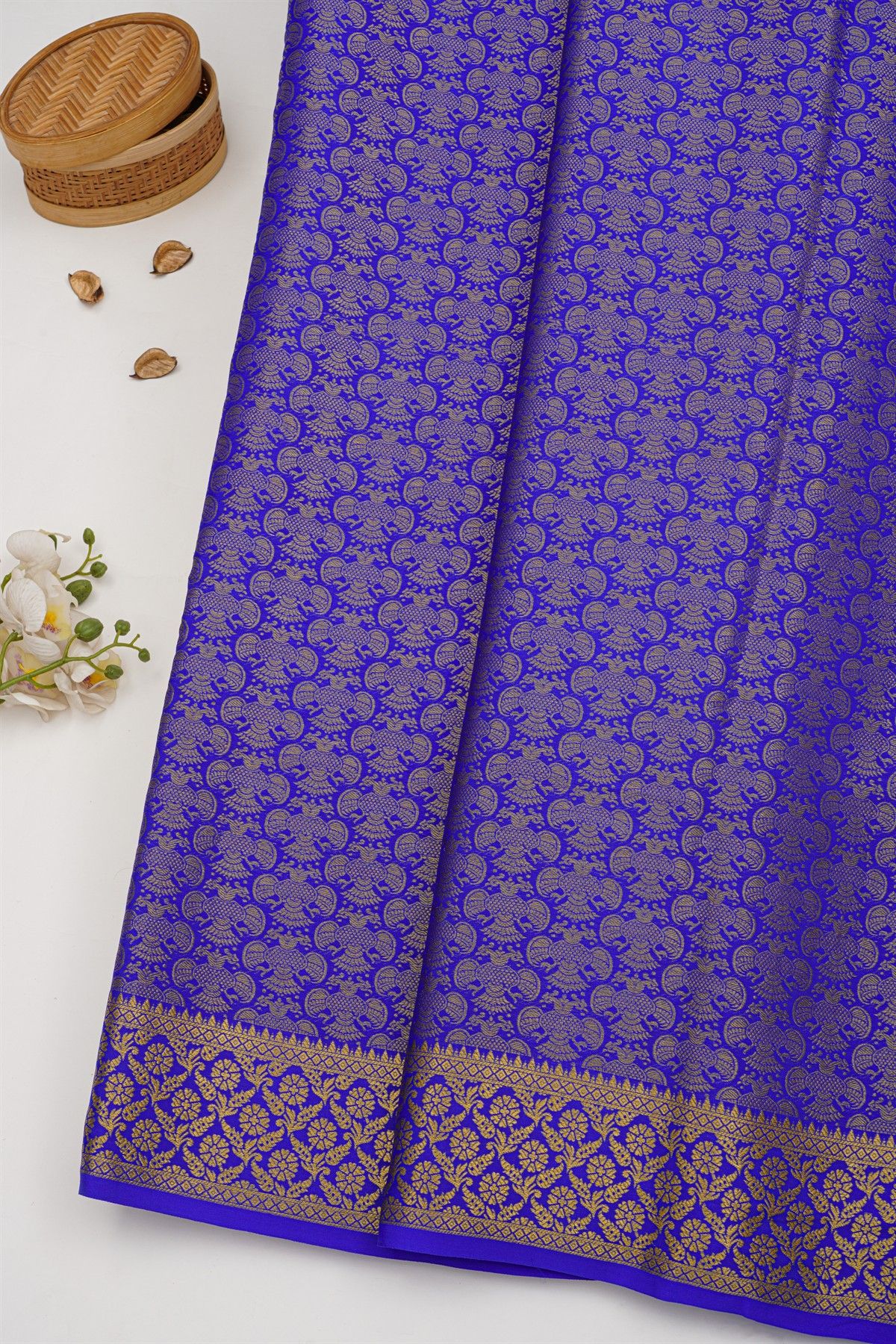 Mysore Crepe Royal Blue Saree