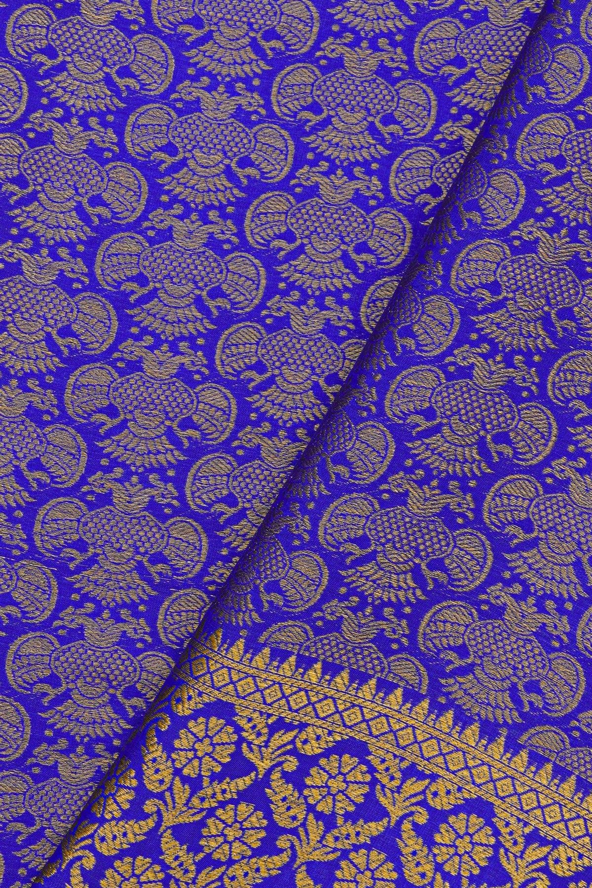 Mysore Crepe Royal Blue Saree