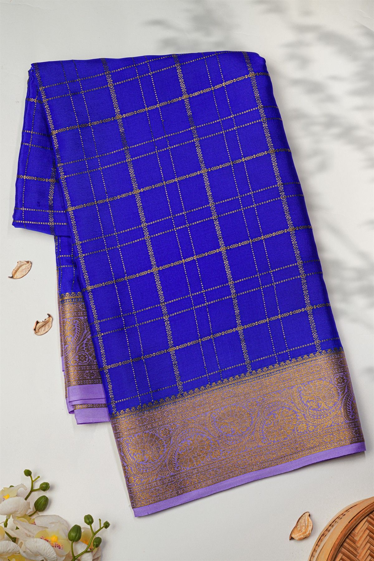 Mysore Crepe Royal Blue Saree
