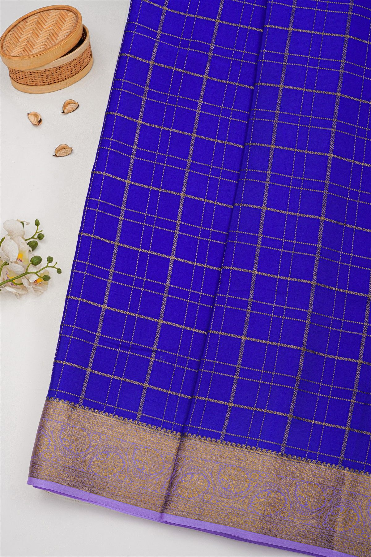 Mysore Crepe Royal Blue Saree