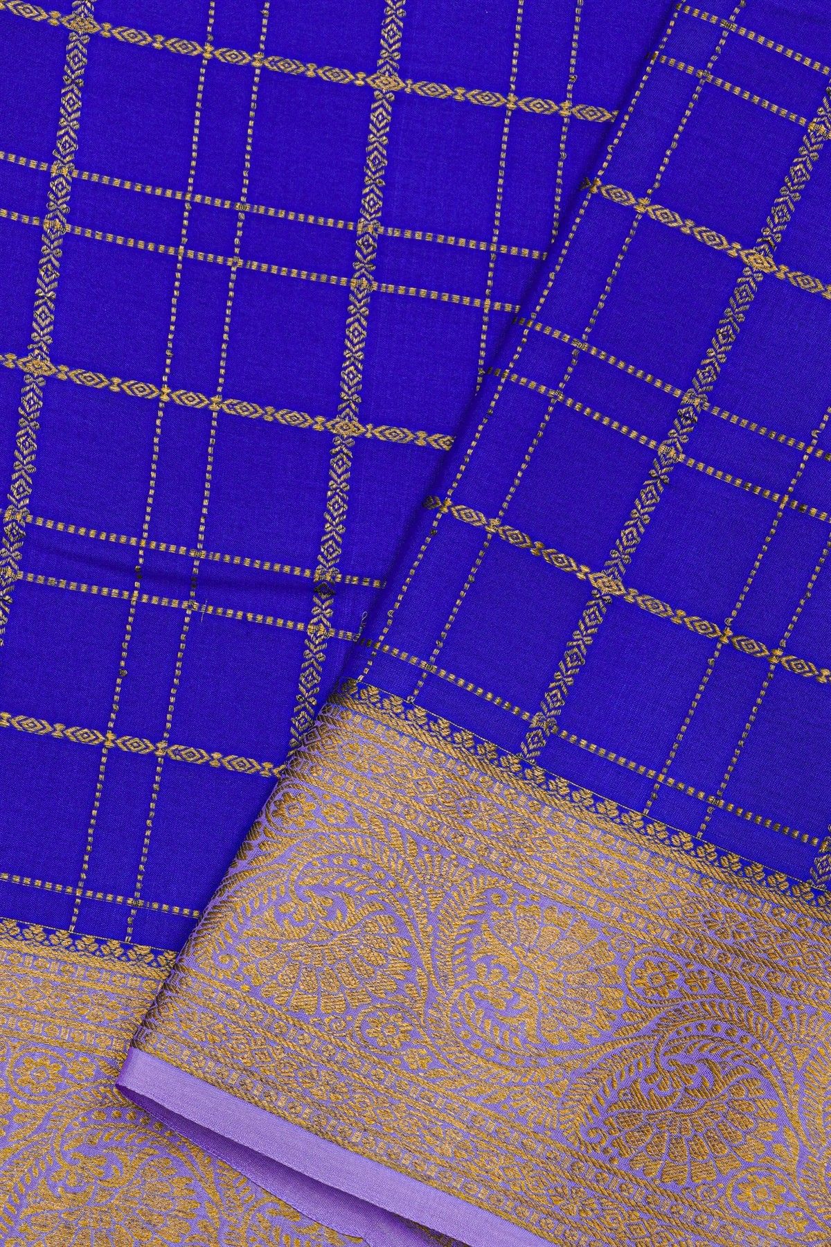 Mysore Crepe Royal Blue Saree