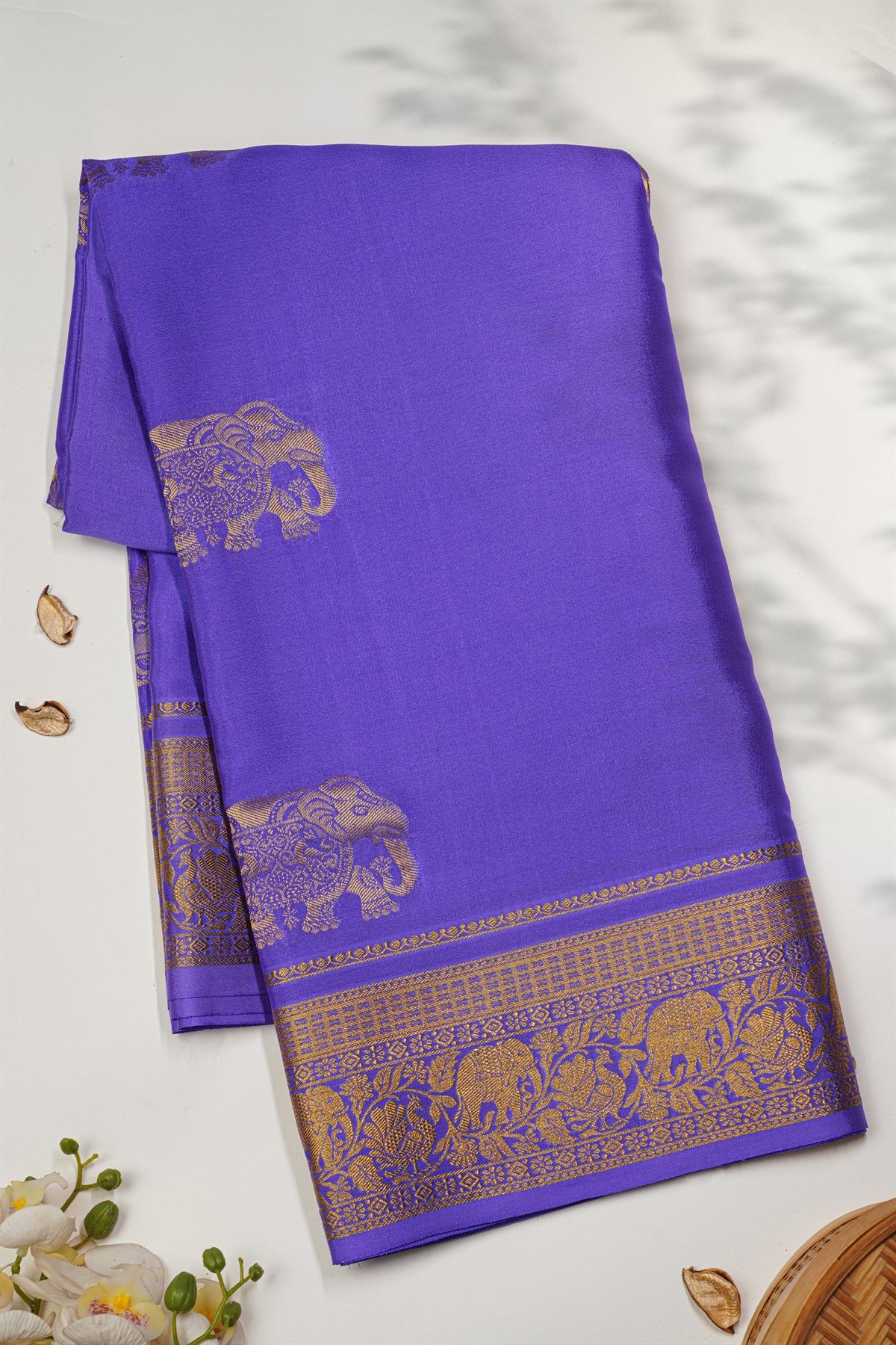 Mysore Crepe Royal Blue Saree