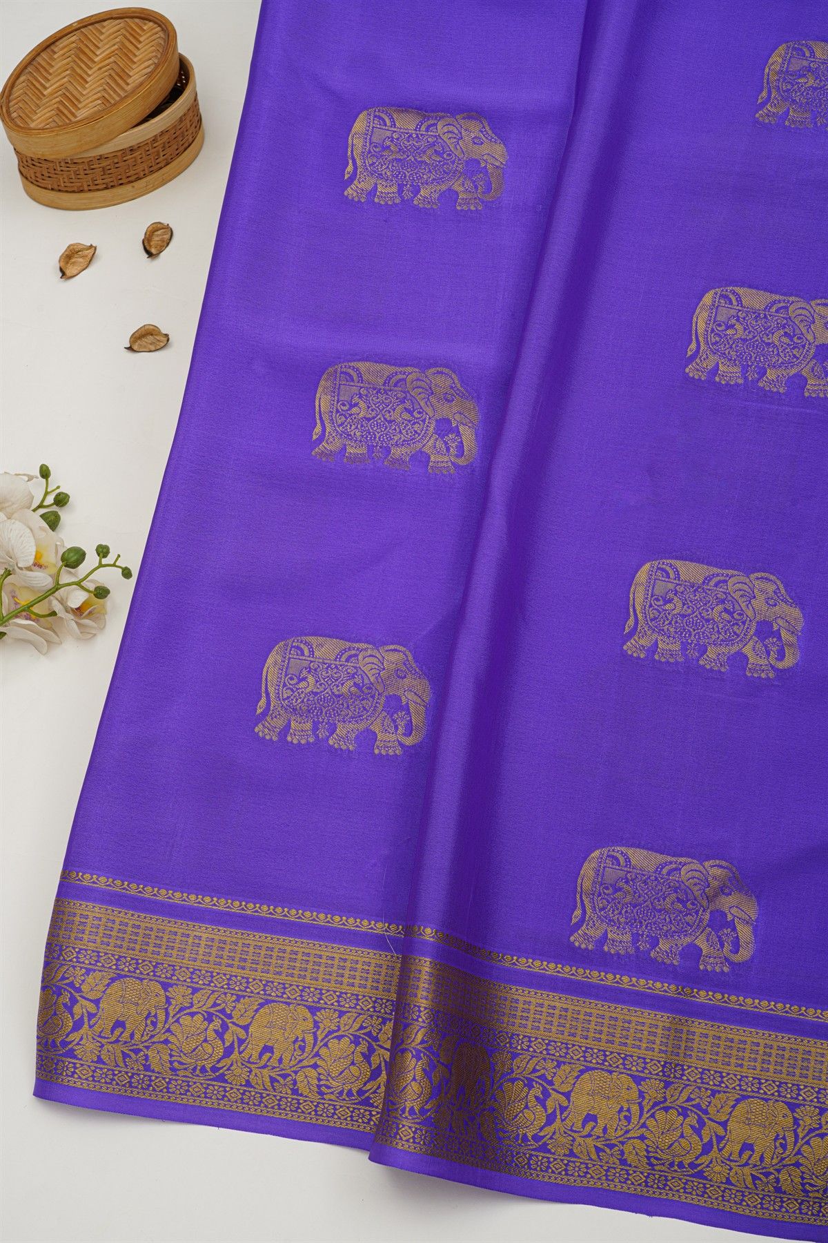 Mysore Crepe Royal Blue Saree