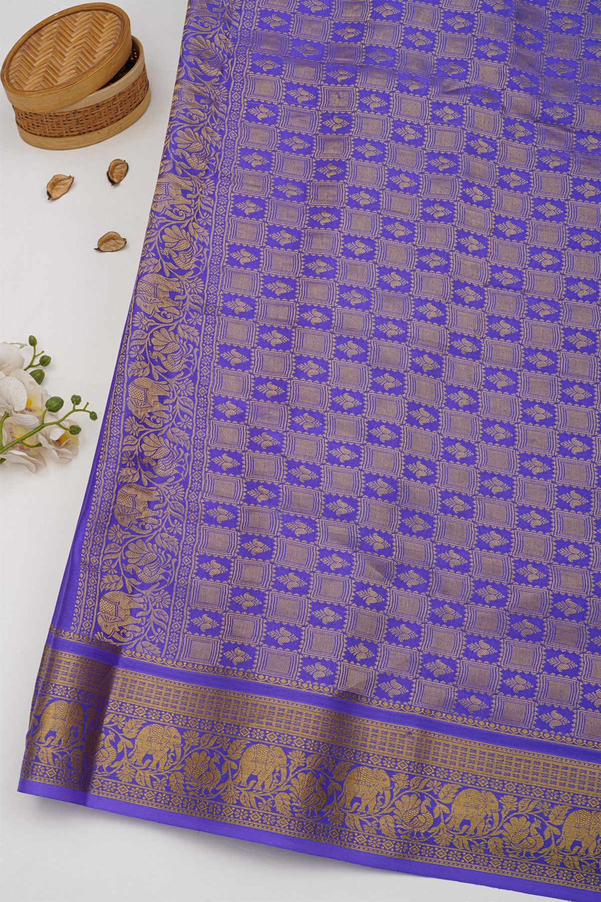 Mysore Crepe Royal Blue Saree