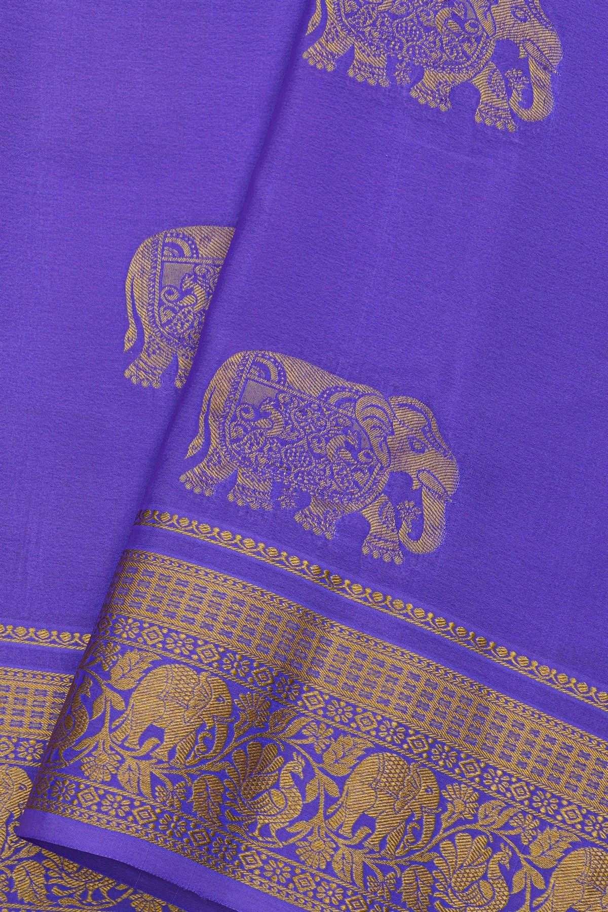 Mysore Crepe Royal Blue Saree