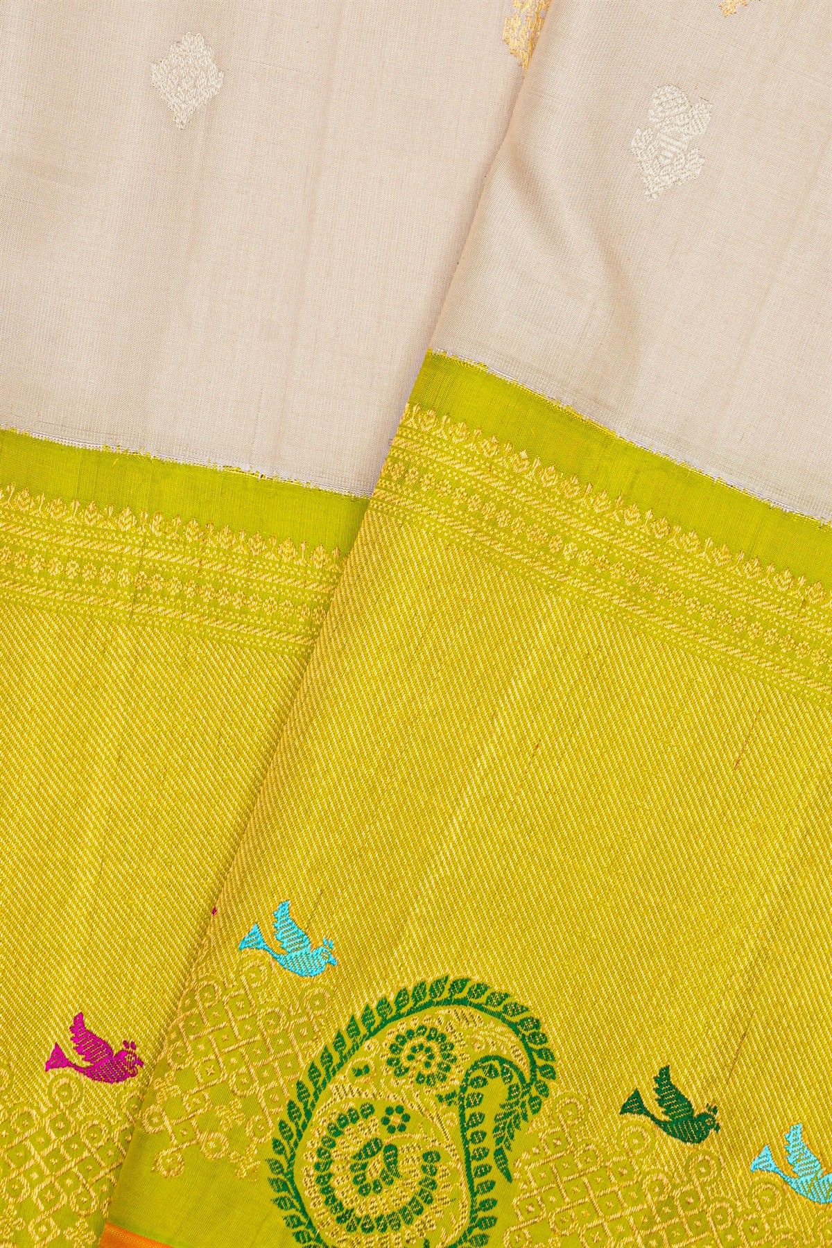 Gadwal Silk Off White Saree