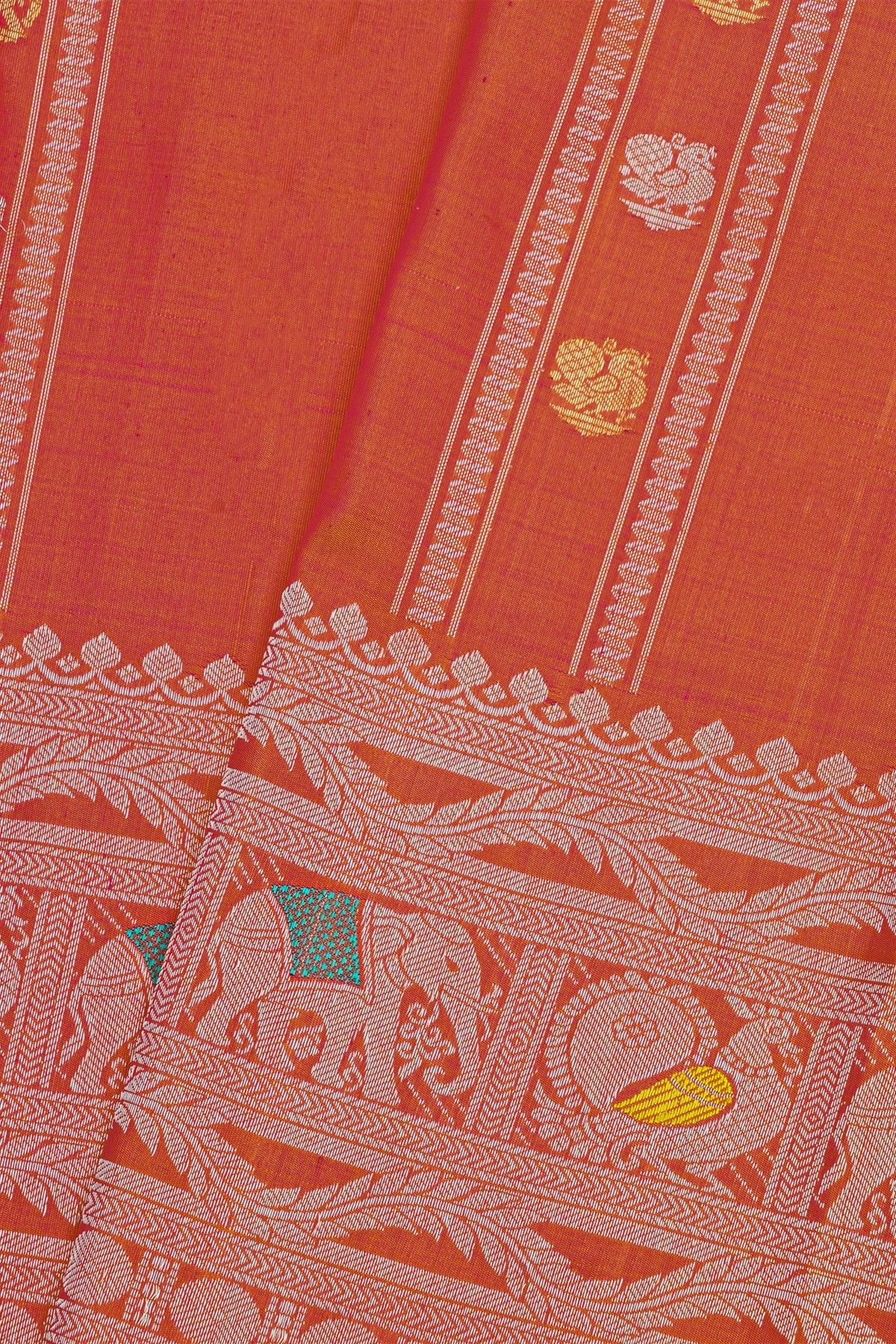 Gadwal Silk Peach Saree