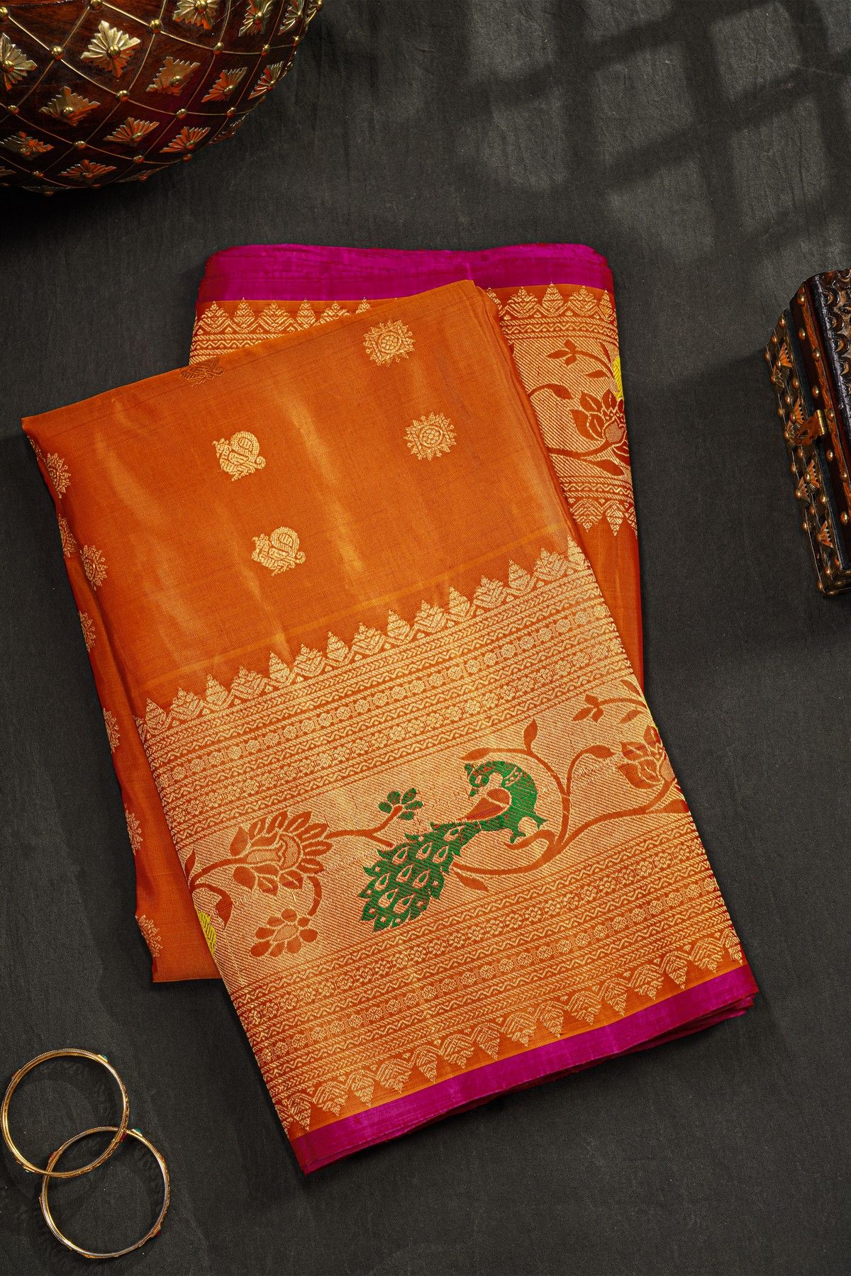 Gadwal Silk Rust Saree