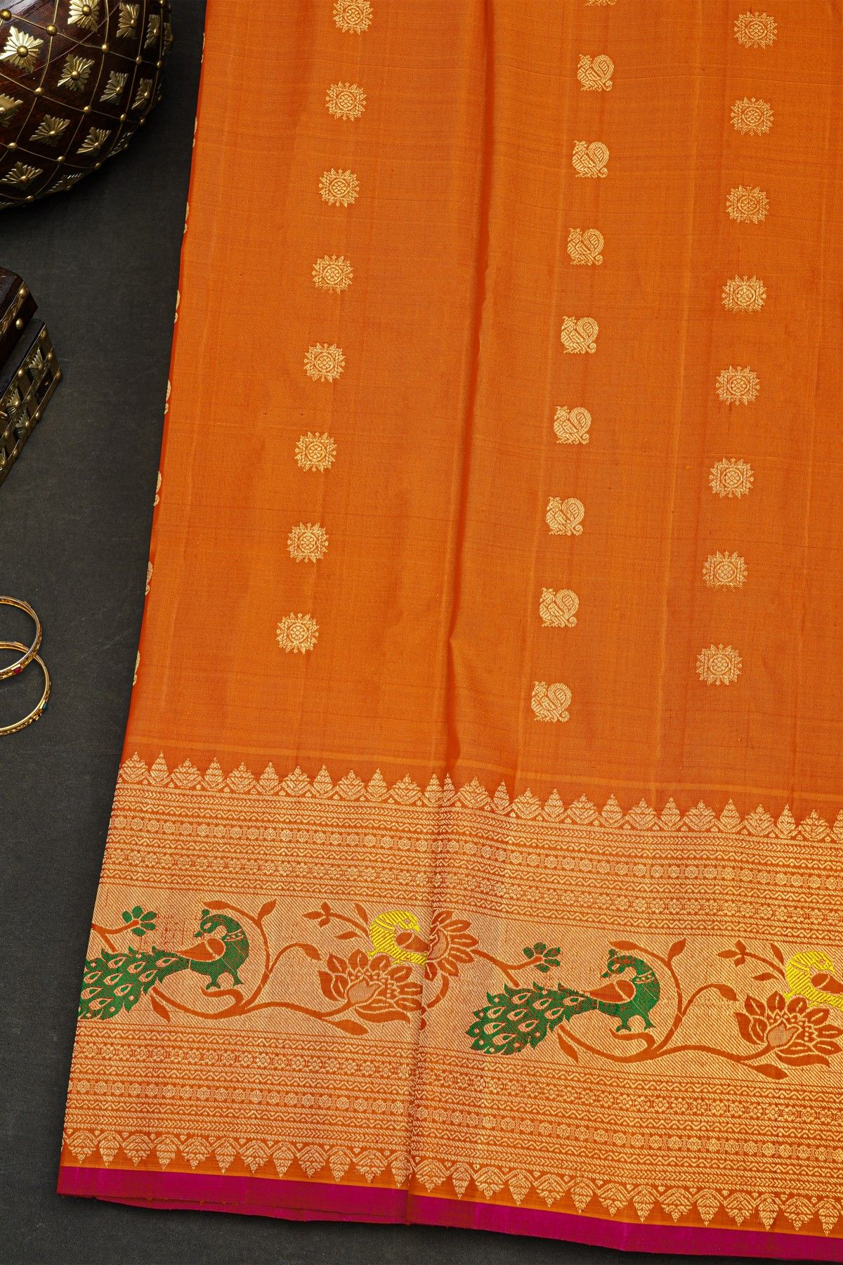 Gadwal Silk Rust Saree