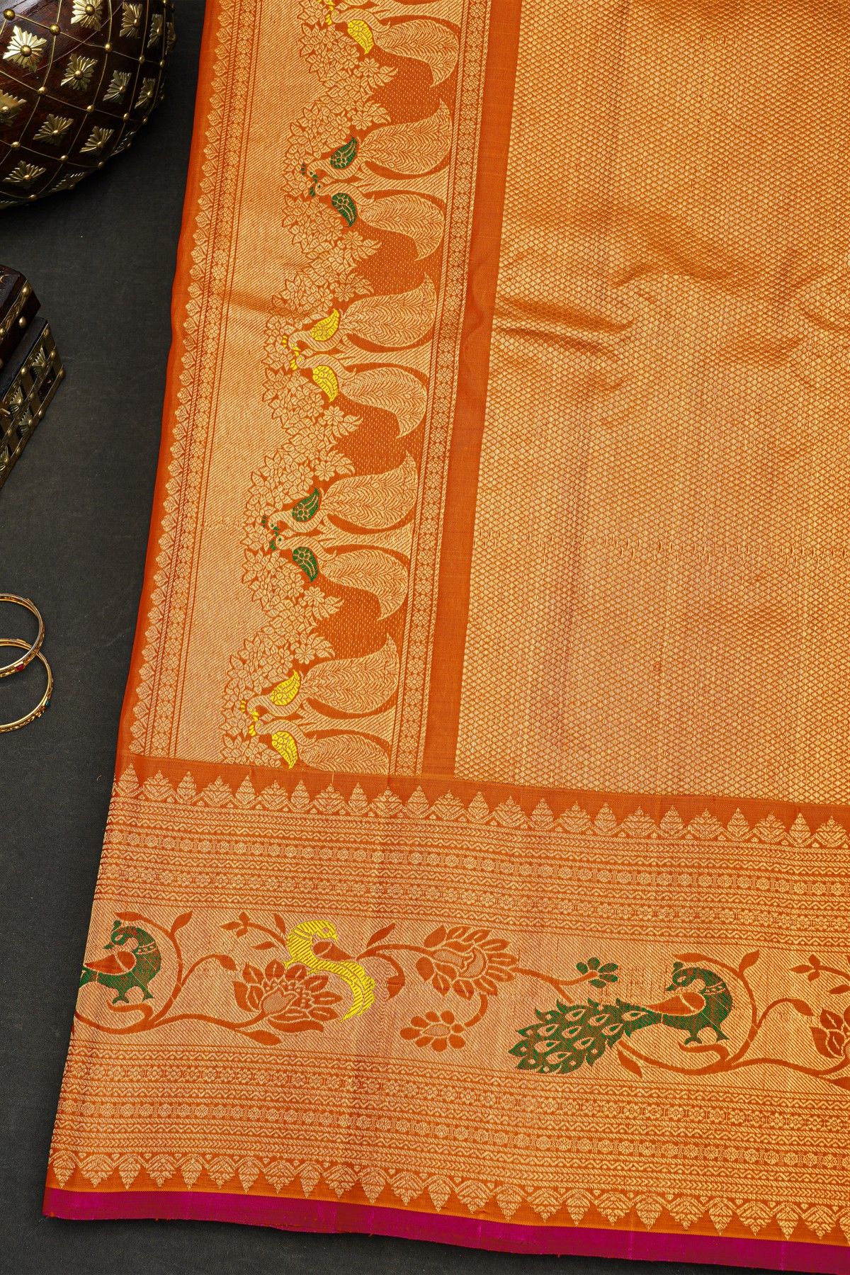 Gadwal Silk Rust Saree