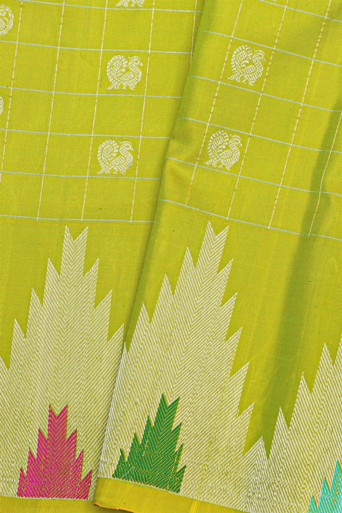 Gadwal Silk Lime Green Saree