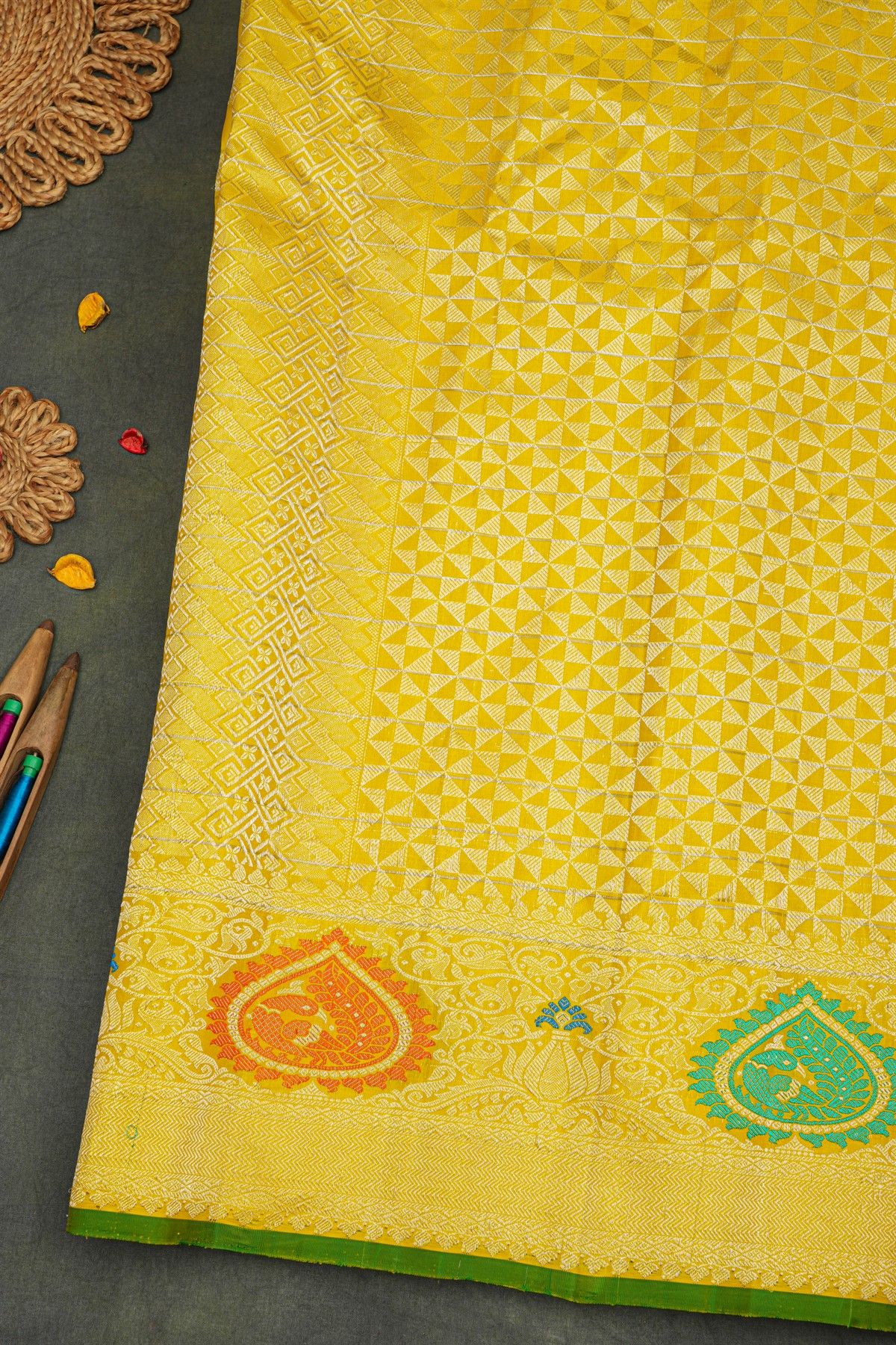 Gadwal Silk Yellow Saree