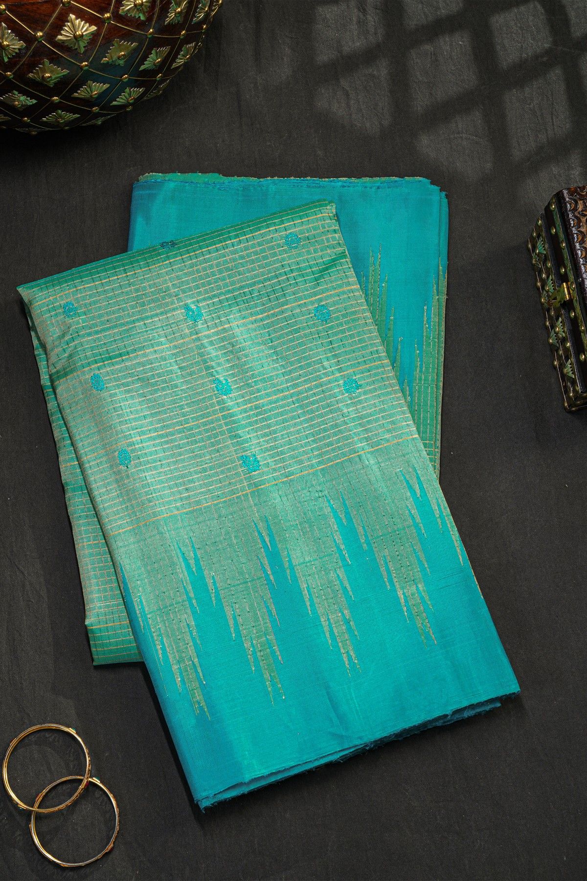 Gadwal Silk Sea Green Saree