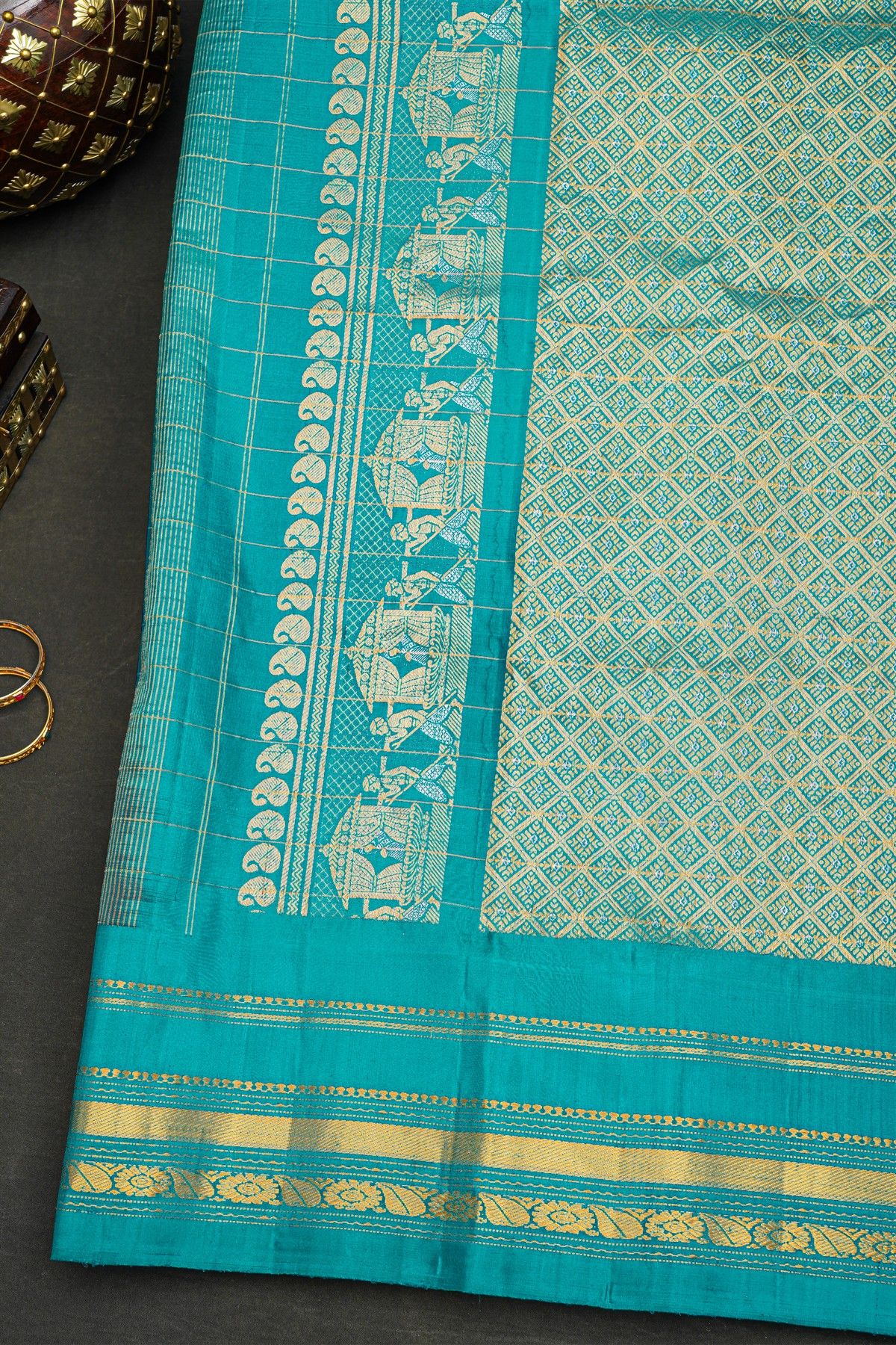 Gadwal Silk Navy Blue Saree