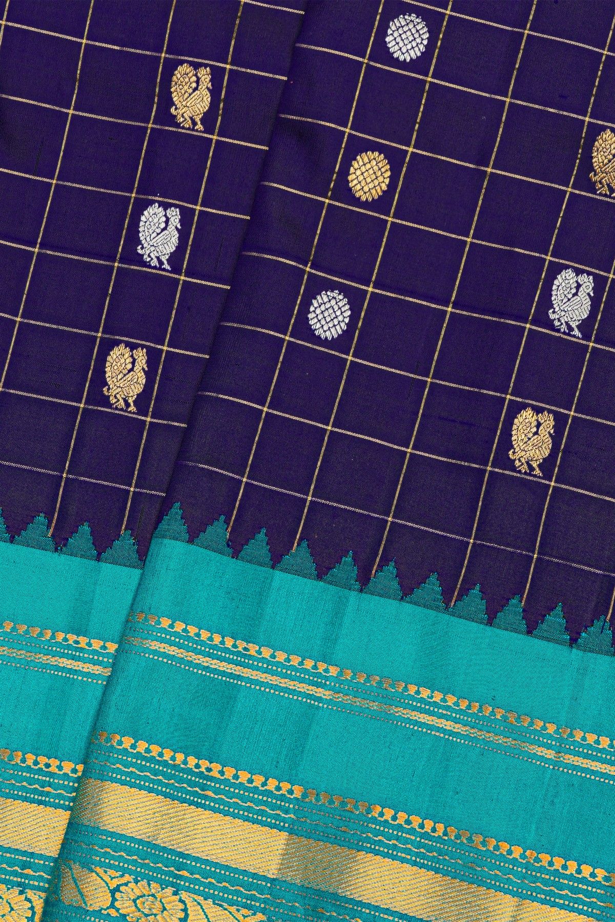 Gadwal Silk Navy Blue Saree