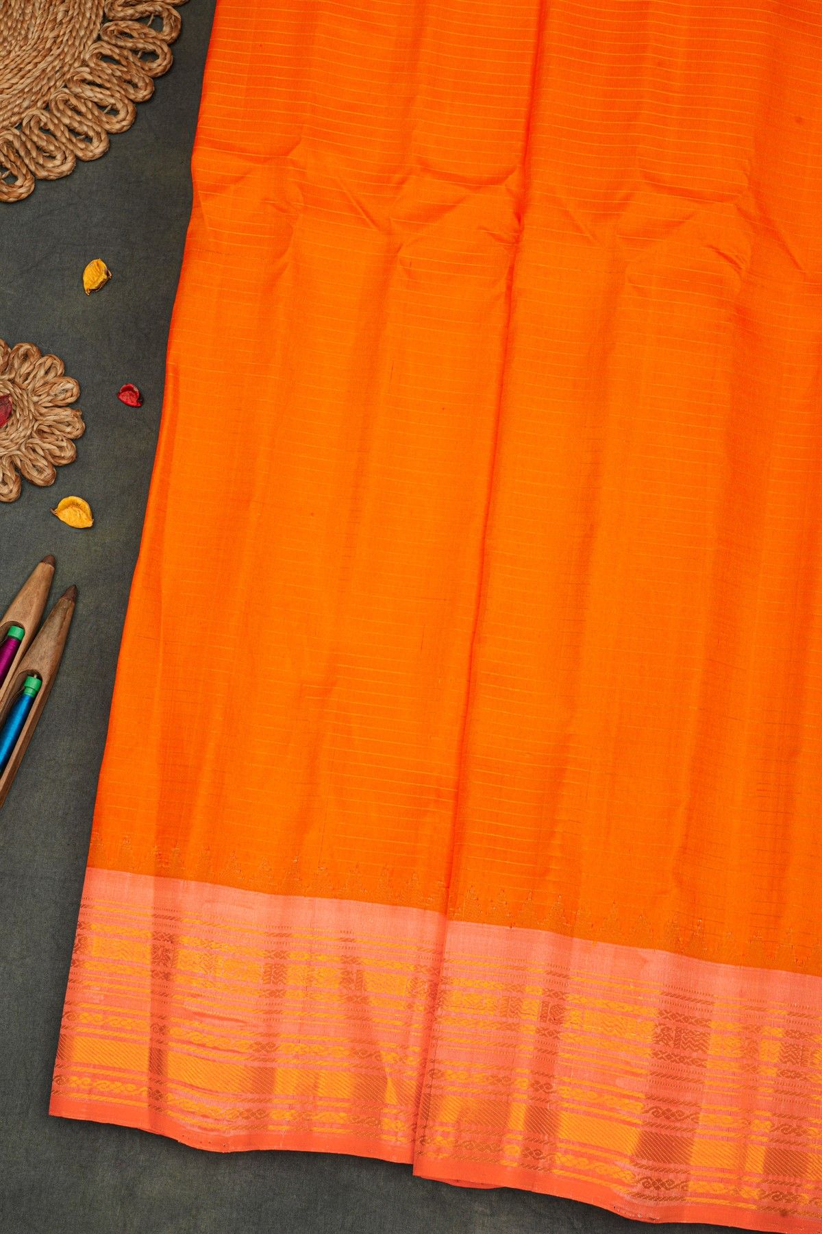 Gadwal Silk Orange Saree