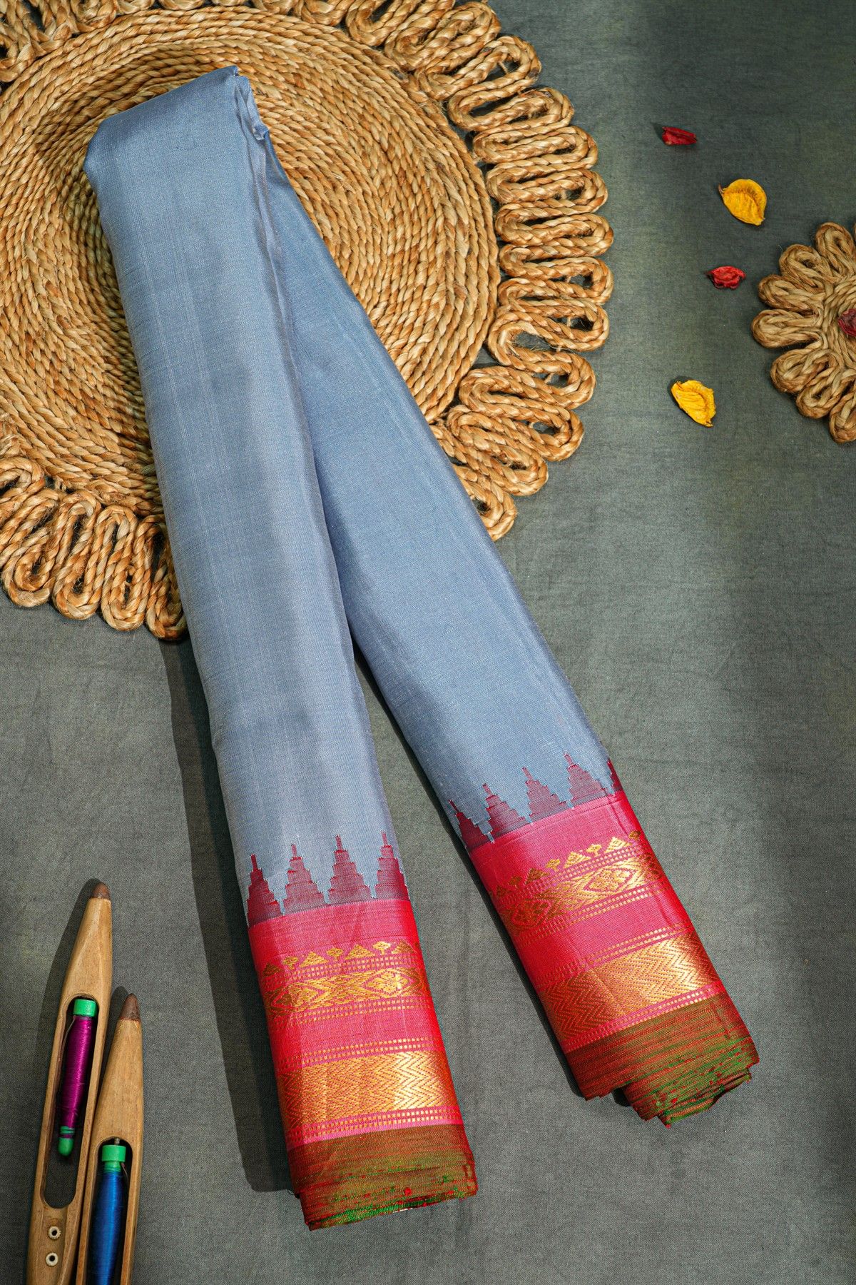 Gadwal Silk Grey Saree