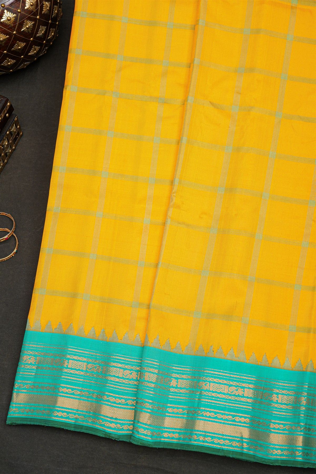 Gadwal Silk Mustard Saree