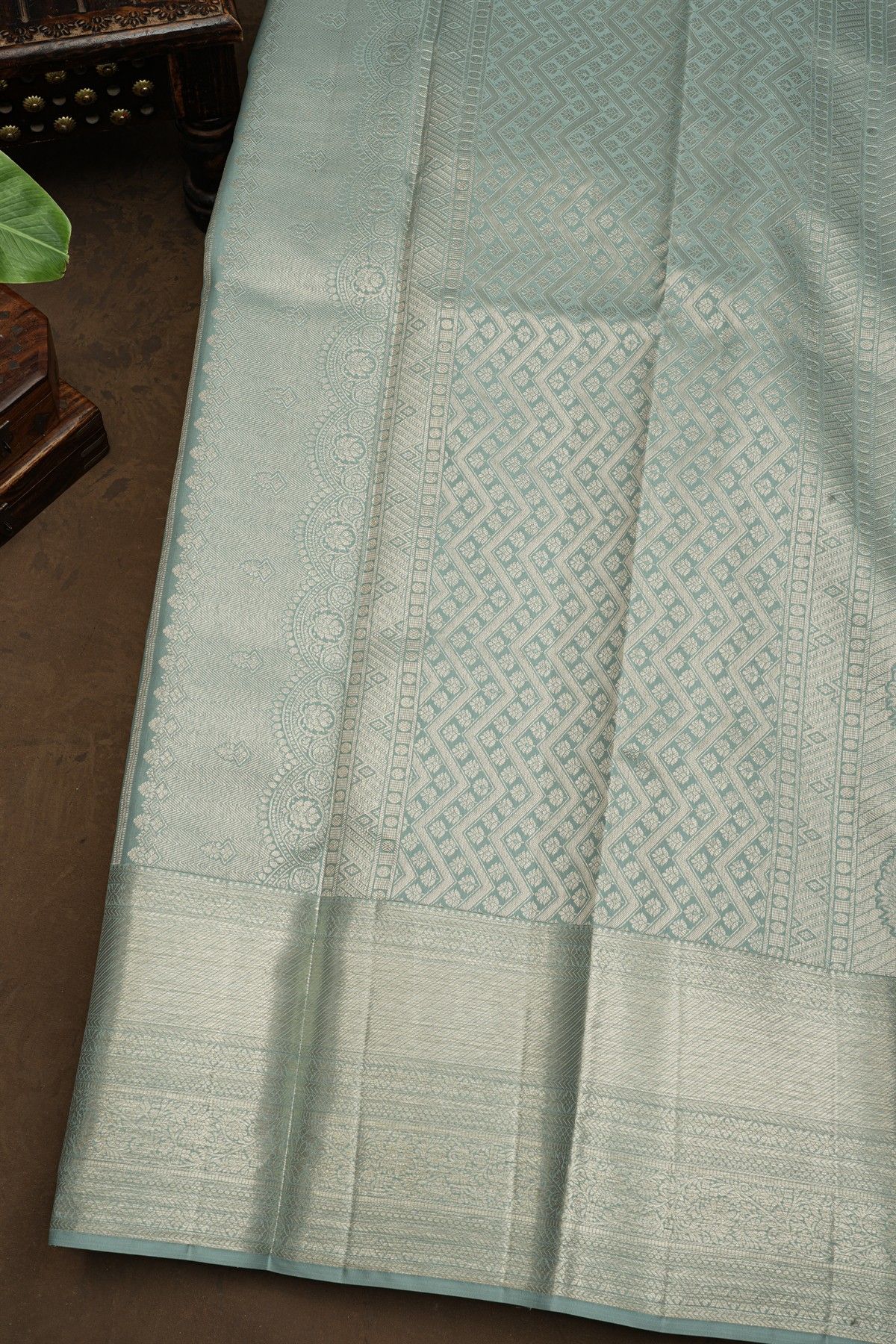 Kancheepuram Silk Ice Blue Saree