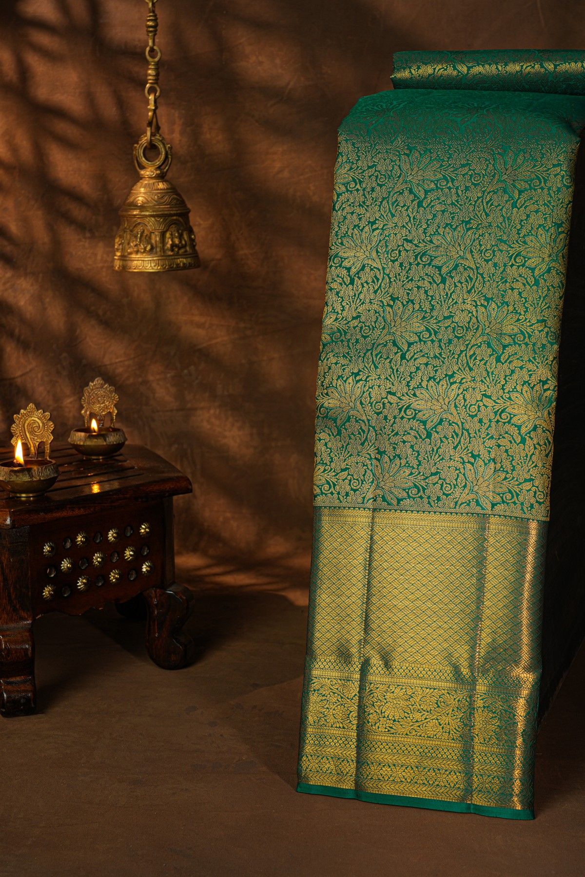 Kancheepuram Silk Peacock Green Saree