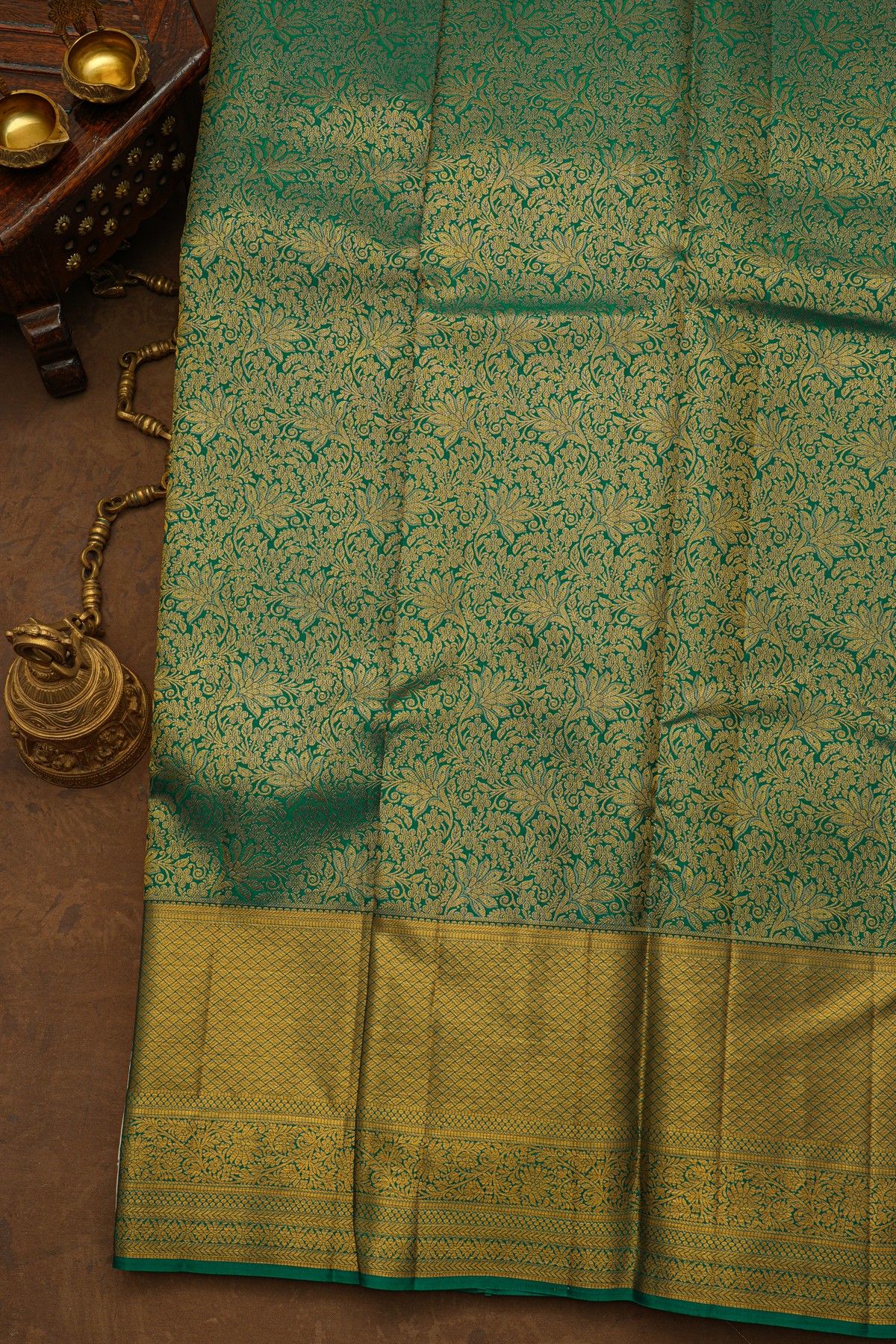 Kancheepuram Silk Peacock Green Saree