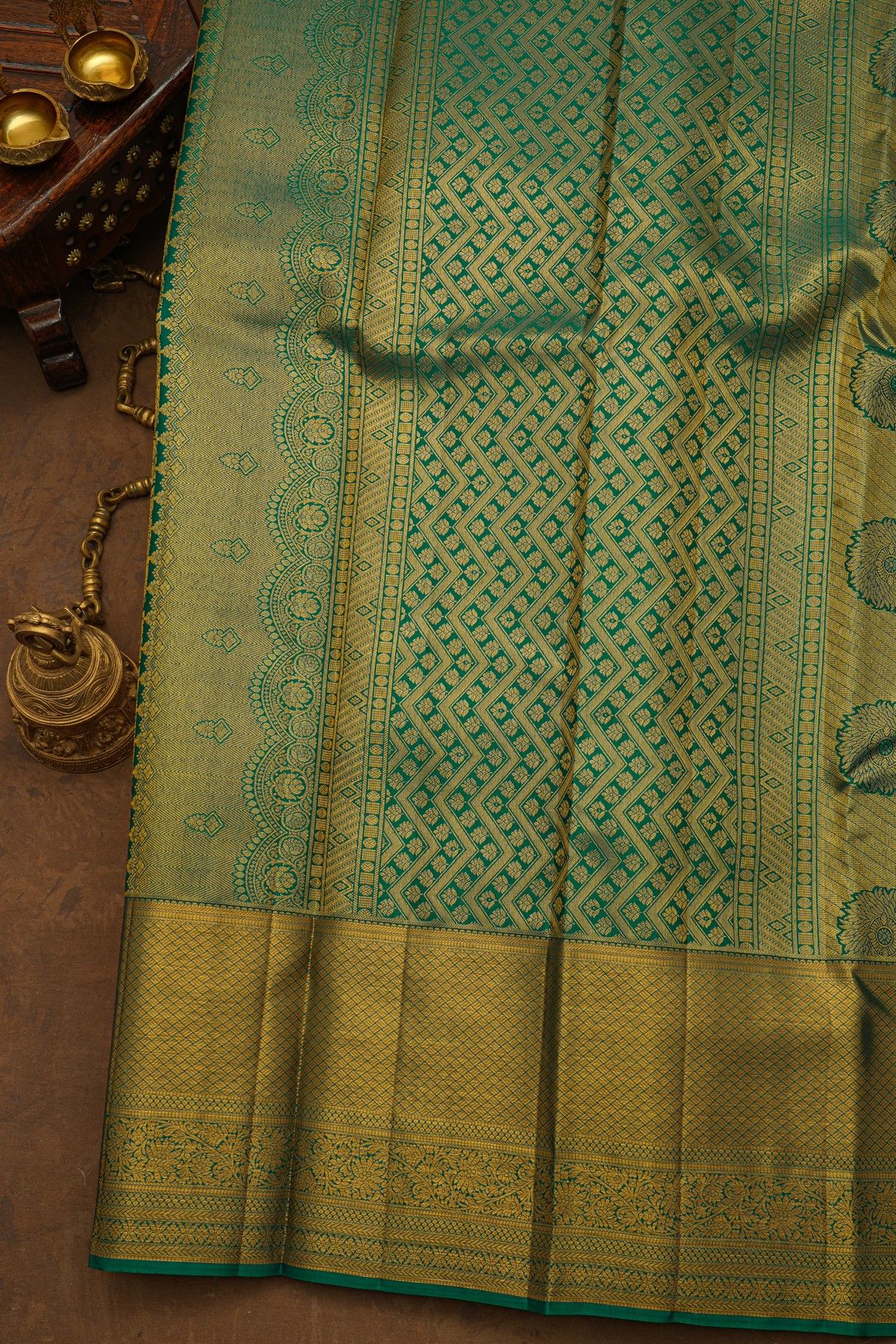 Kancheepuram Silk Peacock Green Saree